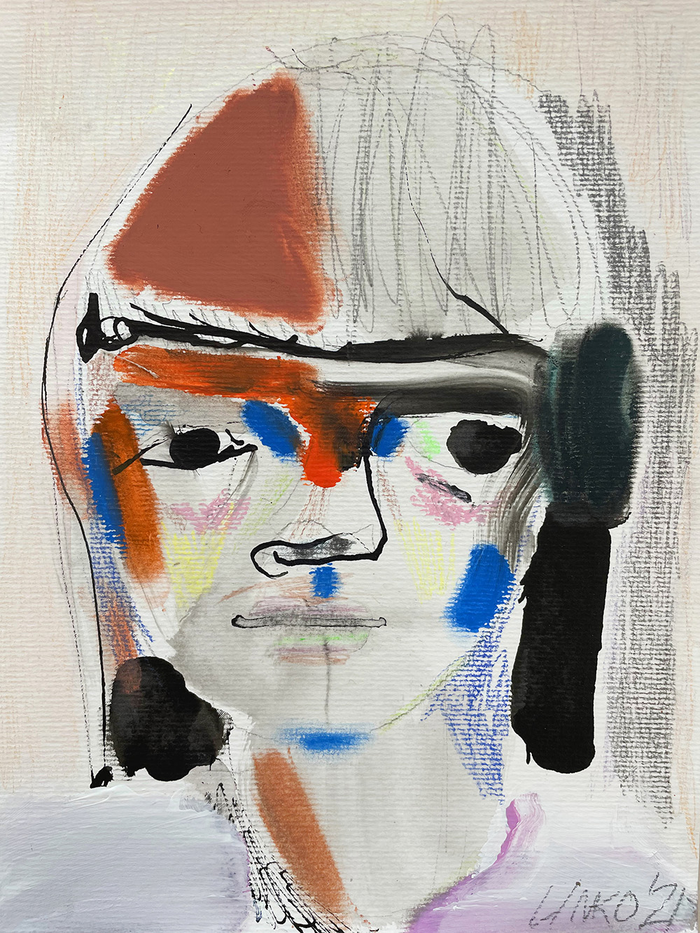 'Girl' - Mixed media on paper, 21 x 30 cm