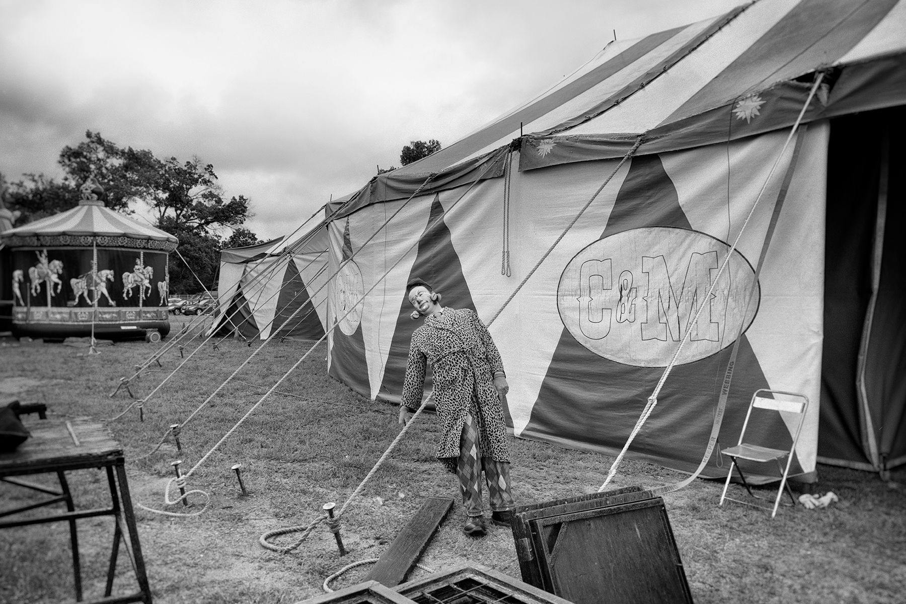 Leo the Clown poses for a portrait backstage during the show.