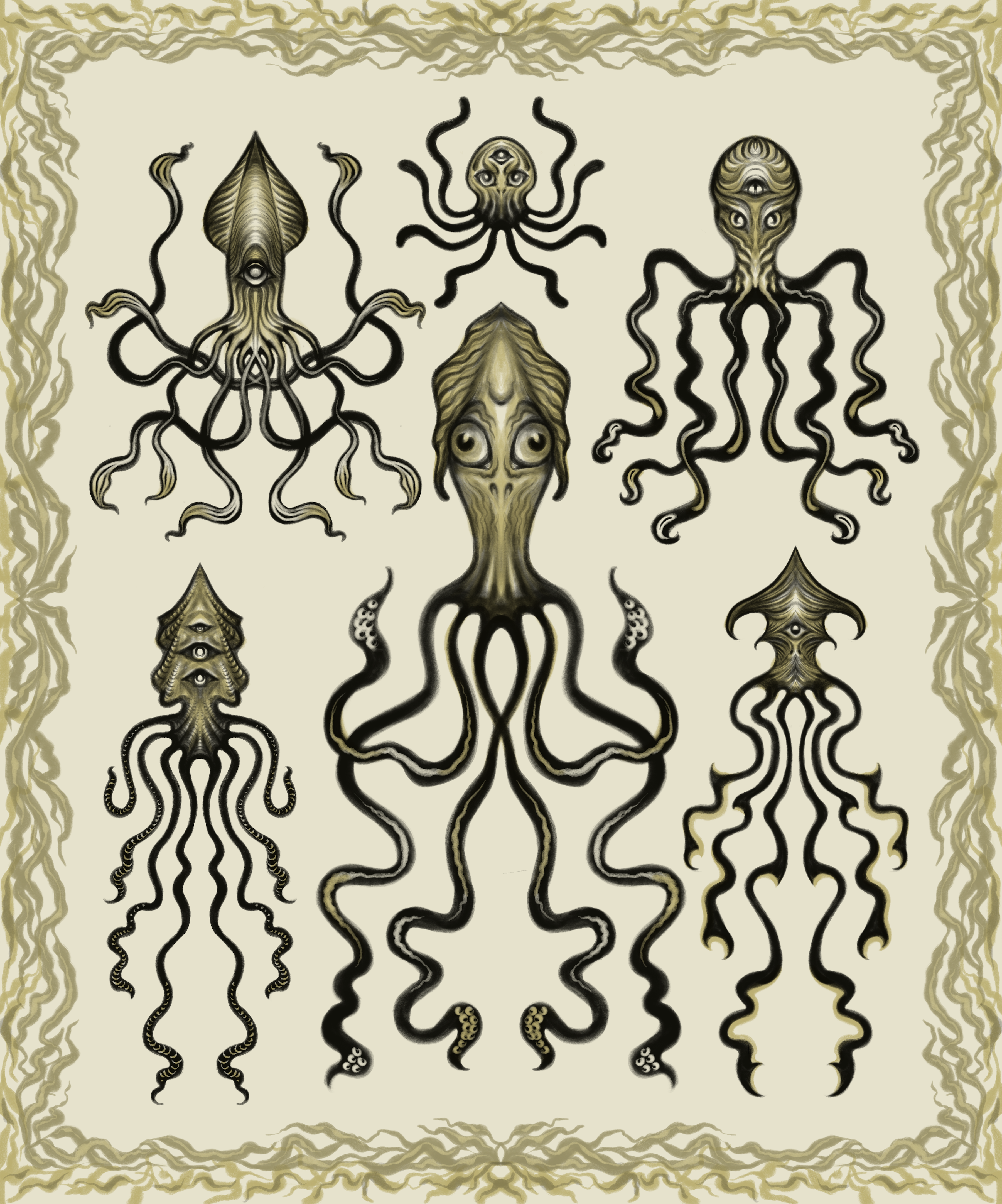 Sea Creature Tattoo Flash