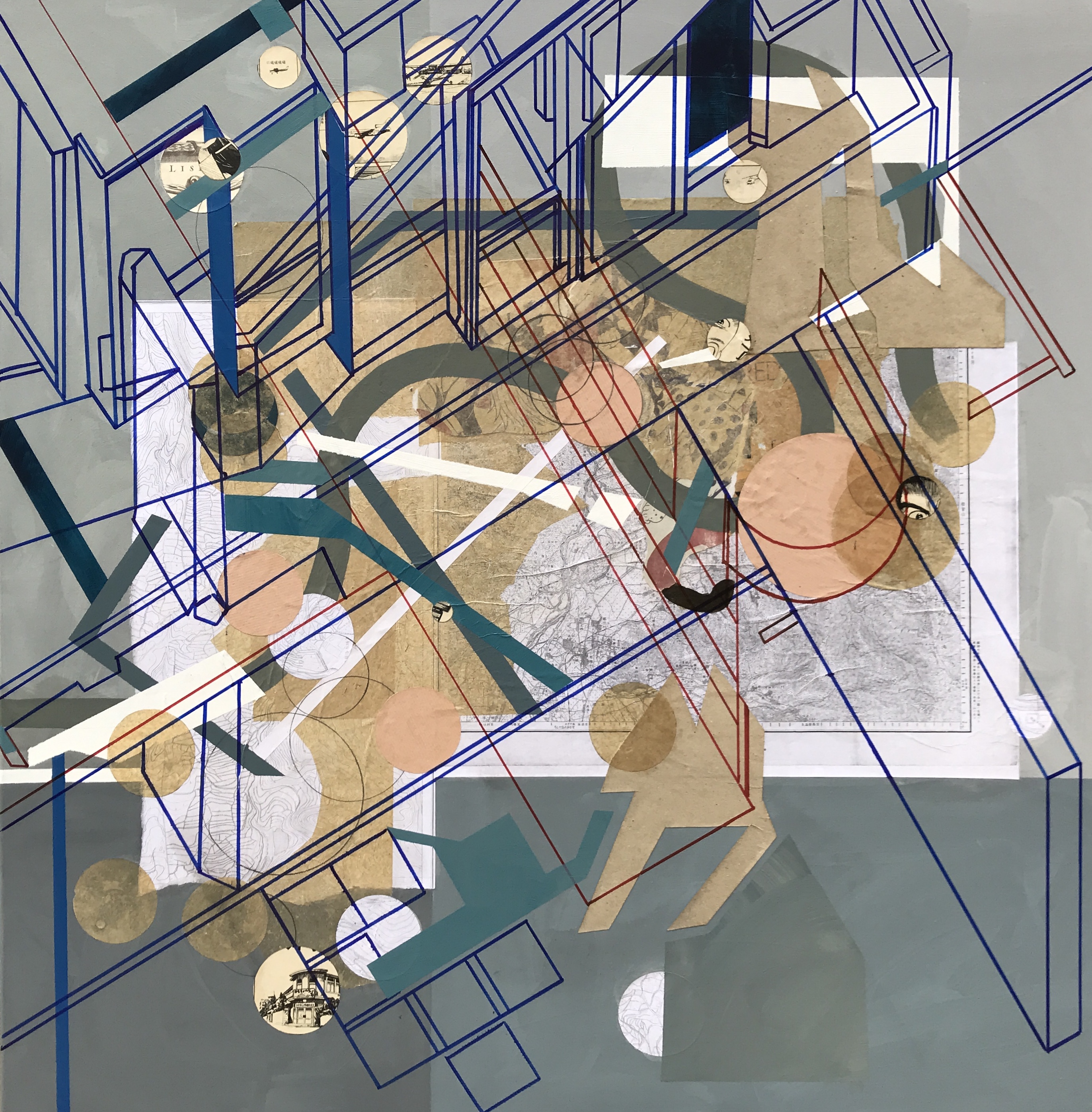 “Structure II” 2018 Mixed Media on Canvas 100x100 cm