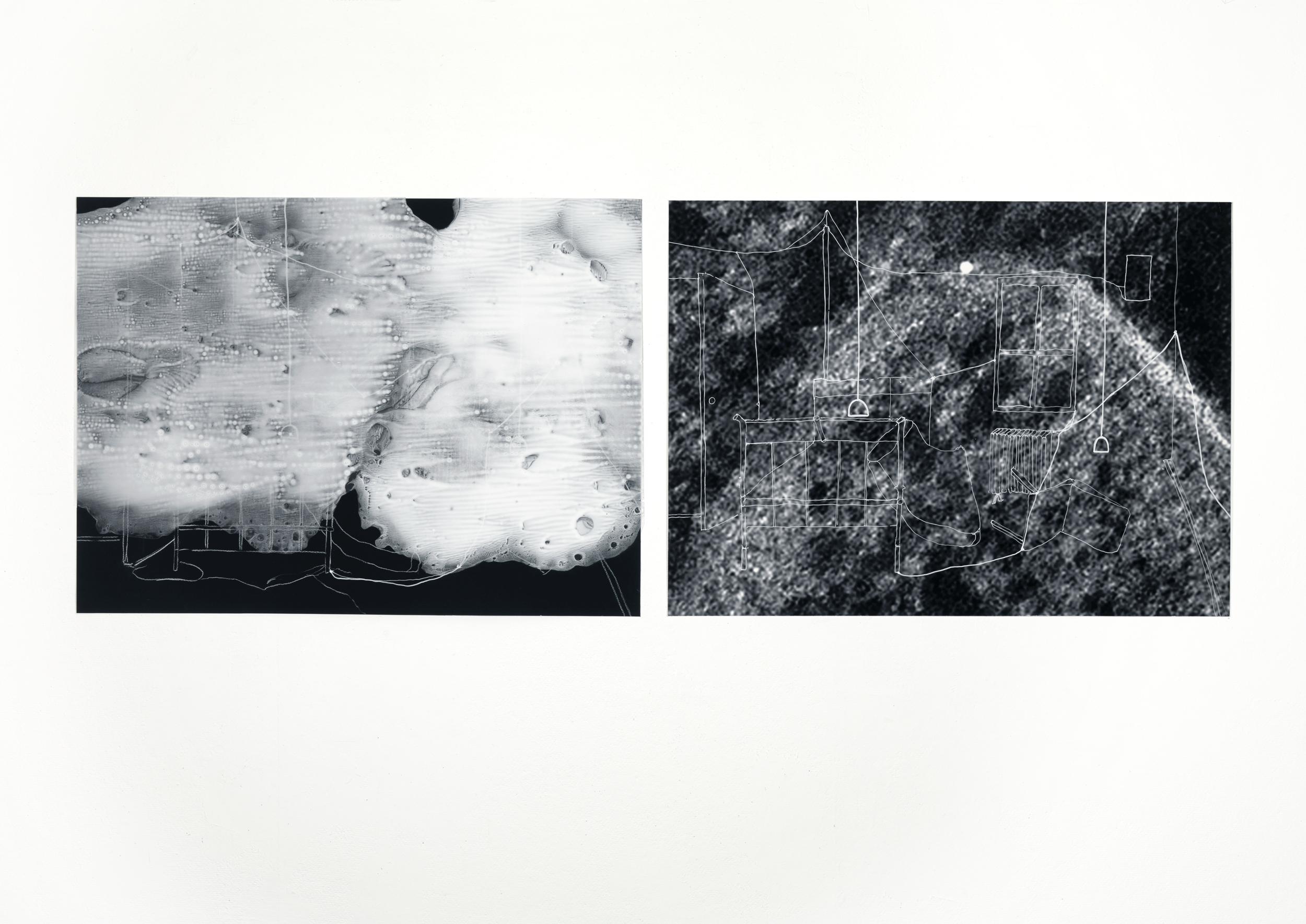 Portrait of Suzanne U. 9, 2011 Gouache pen on paper/inkjet print, acrylic paint on polyester 48 x 133 cm