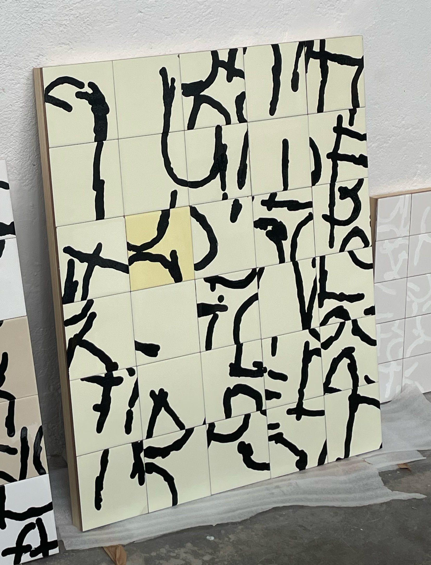 Unfolded blood maps, 2022 Ink on tile 75 x 90 cm 