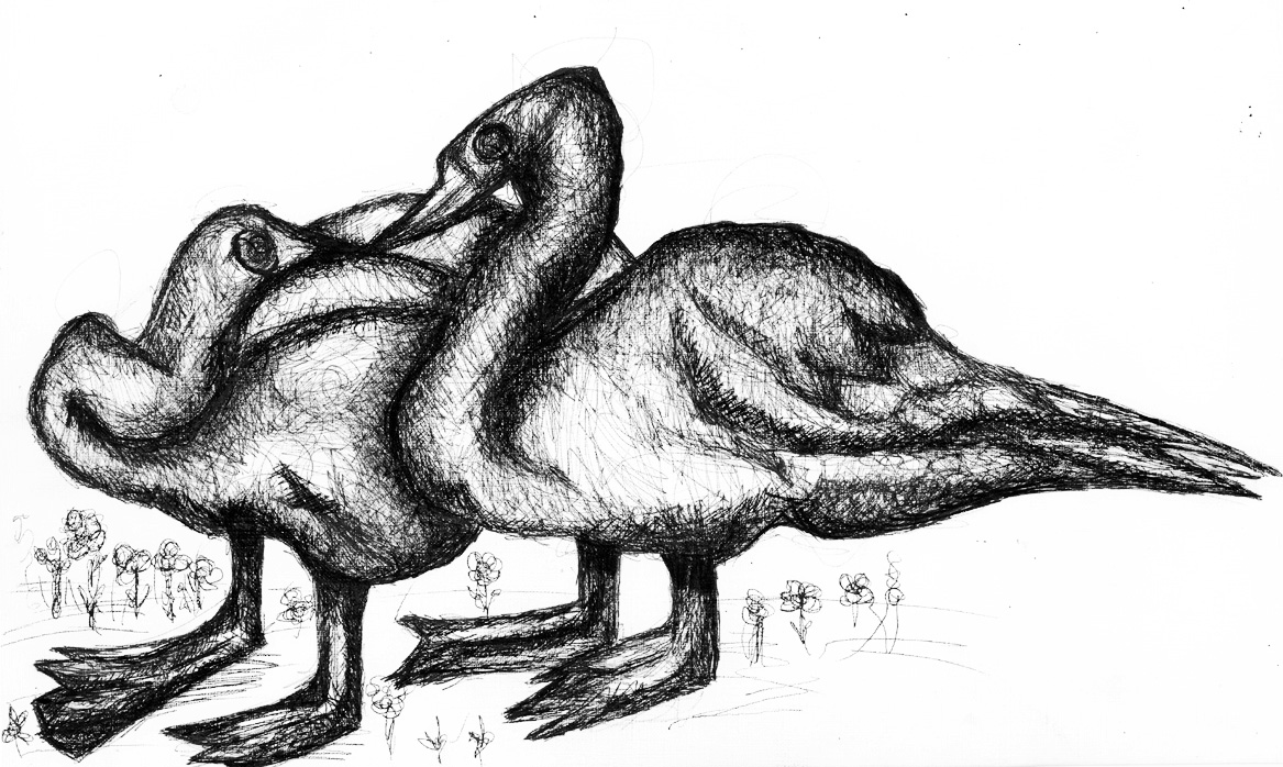 Baiser de cygne,2020,encre de chine,30x42cm 