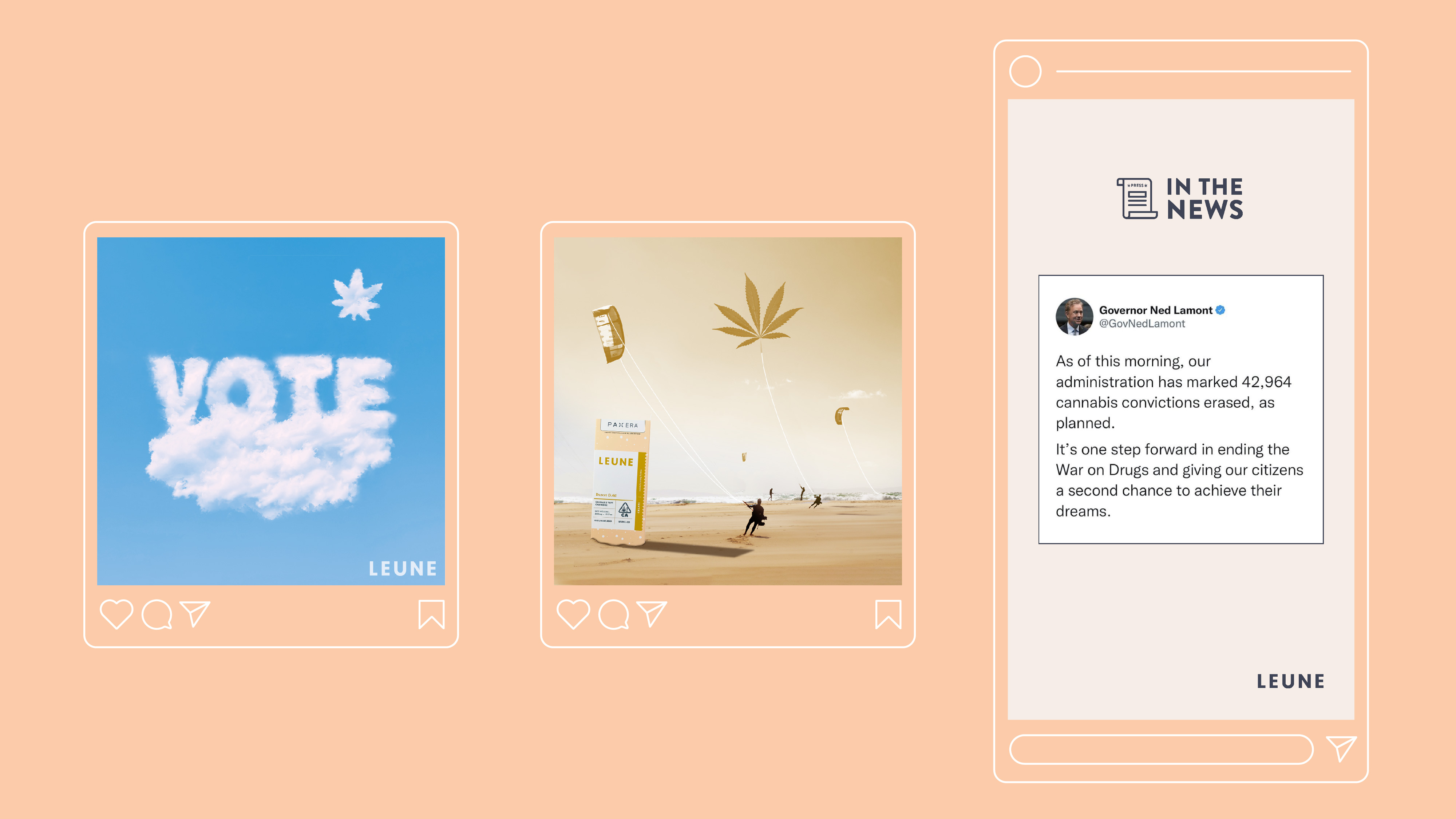 Social: Posts and "LEUNE in the news" stories series