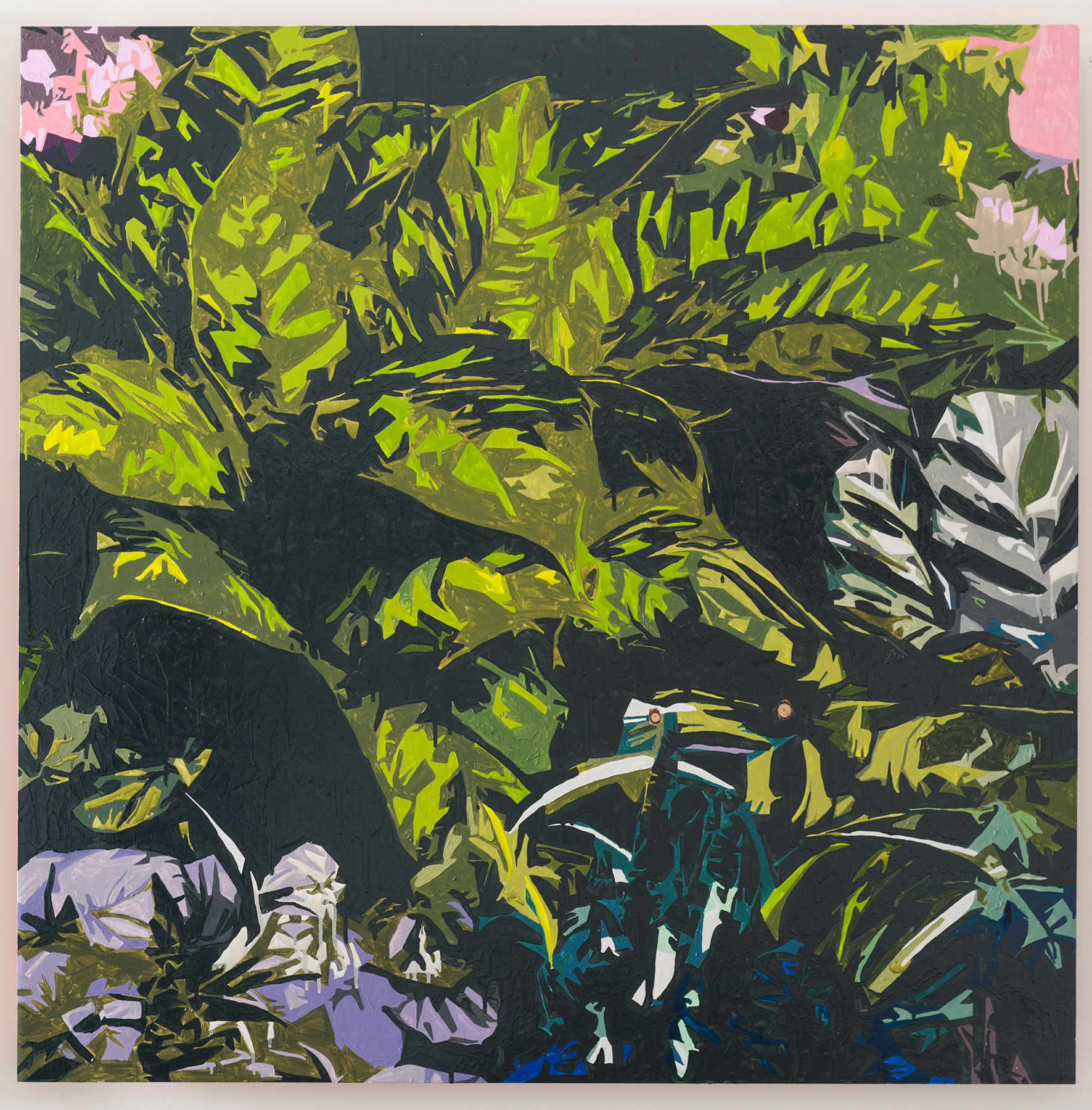 Homalomena / King of Hearts, Enamel and Acrylic on Plywood, 120x120cm, 2016