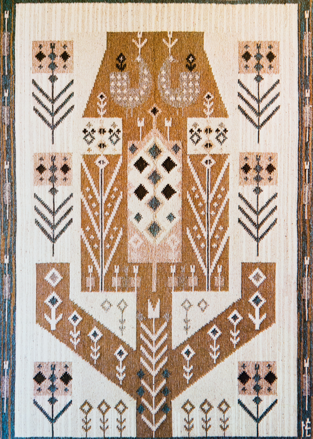 Handwoven wool rug. Serial production. 1980's