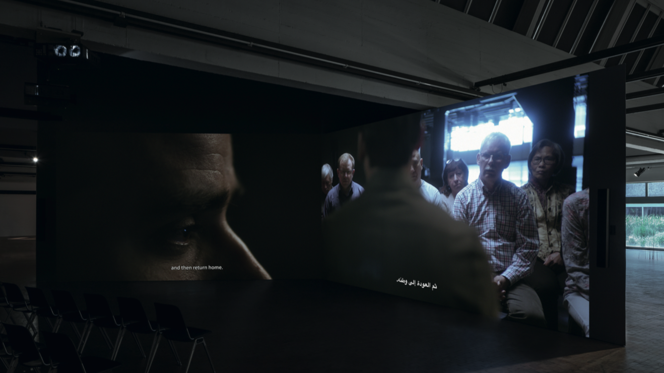 Mario Pfeifer, Again / Noch einmal, 2018, 4K video transferred to HD, 2-channel installation, color, 5.1 Surround, 23′, video still, courtesy Mario Pfeifer; KOW, Berlin, © 2018 VG Bild-Kunst, Bonn
