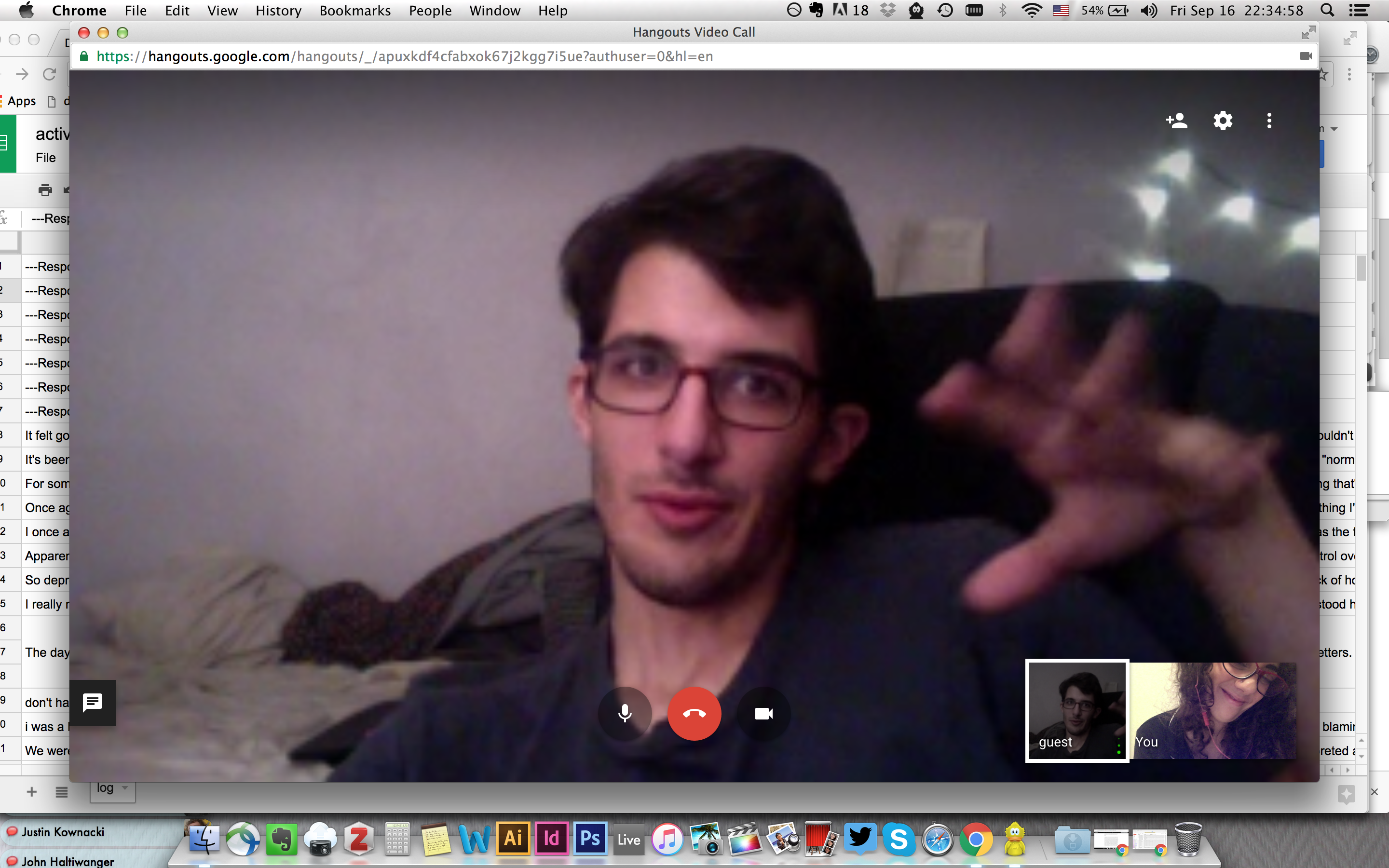 Screenshot from Experiment 2.1: Live Hangout