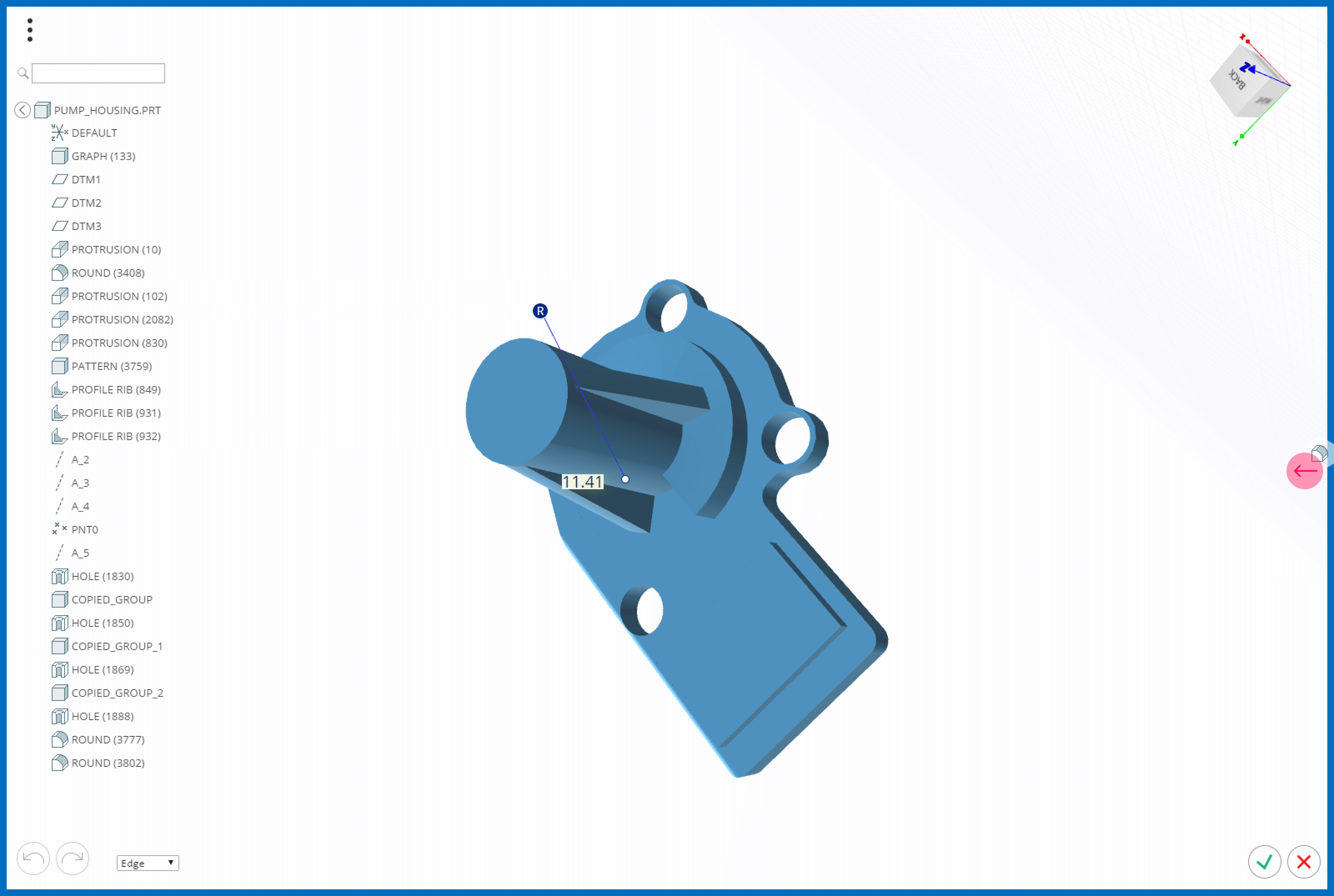 Clicking one of the commands enters into the command mode.