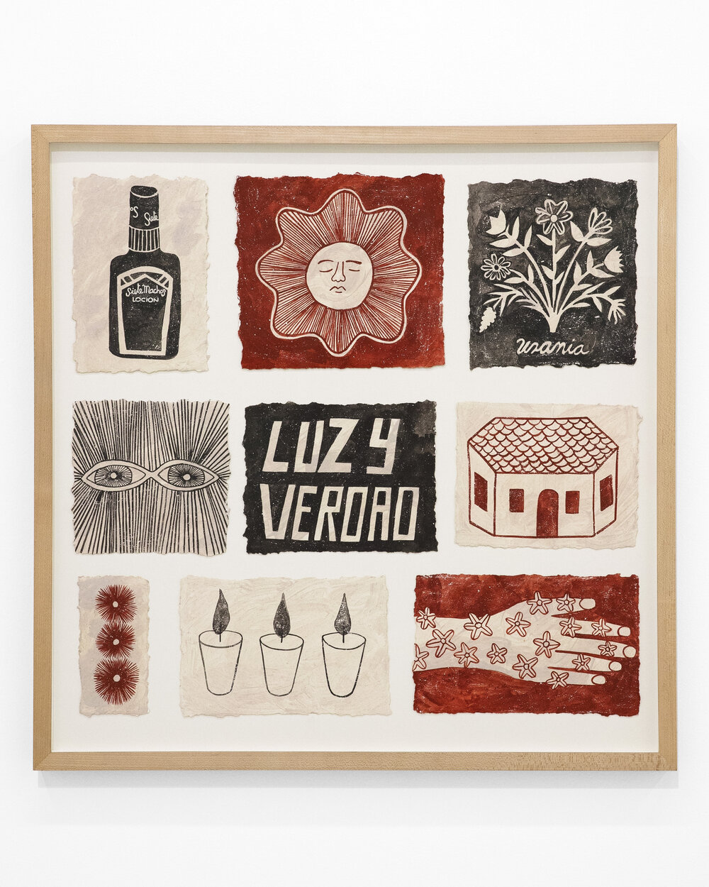 "El templo sumergido en el aroma secreto de Urania", clay slip and vinyl paint on paper, 26.5" x 26.5", 2021