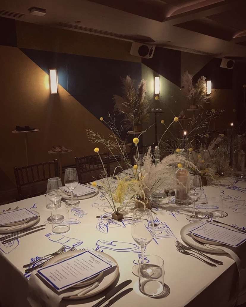 Illustrated tablecloth for Rothys, event curated and hosted by Laura Jackson