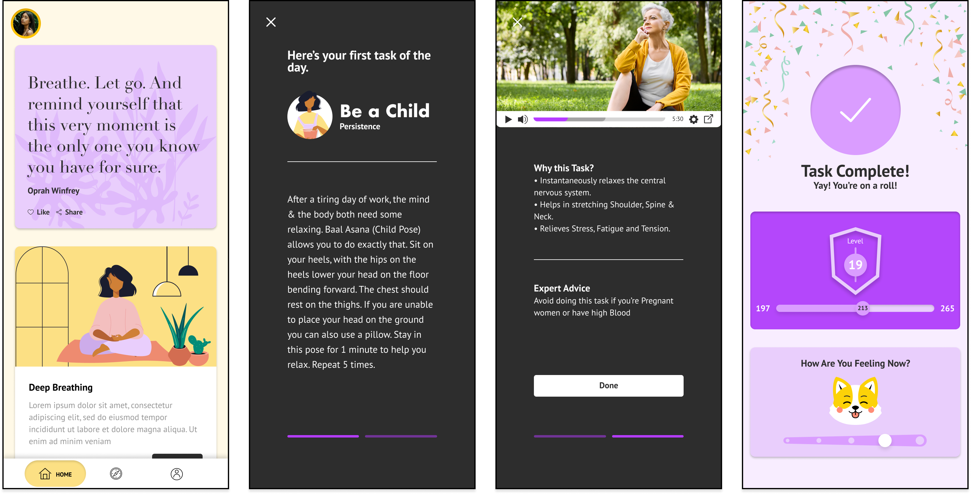Task screens
