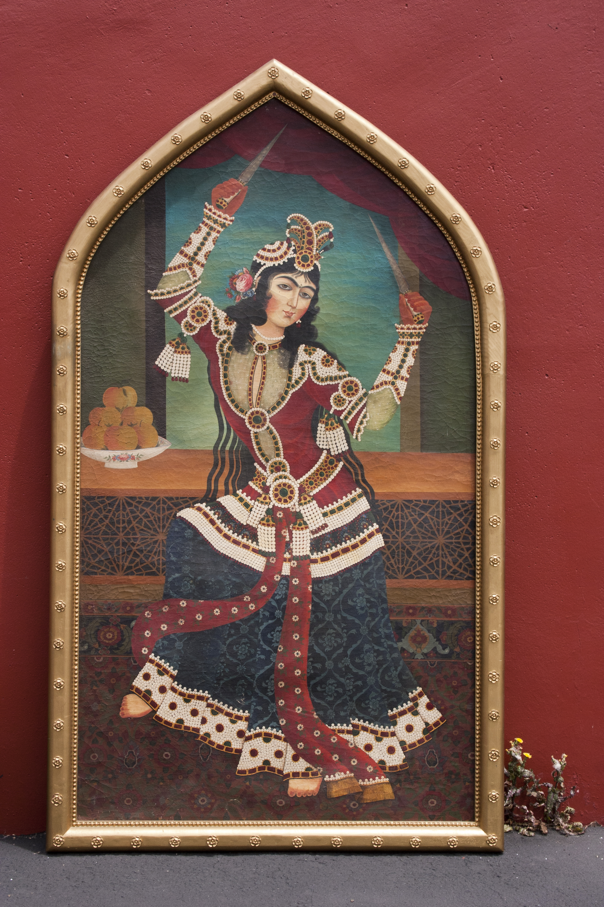 Court Dancer with Daggers, 46 x 79", oil/canvas, hand-carved gilded frame