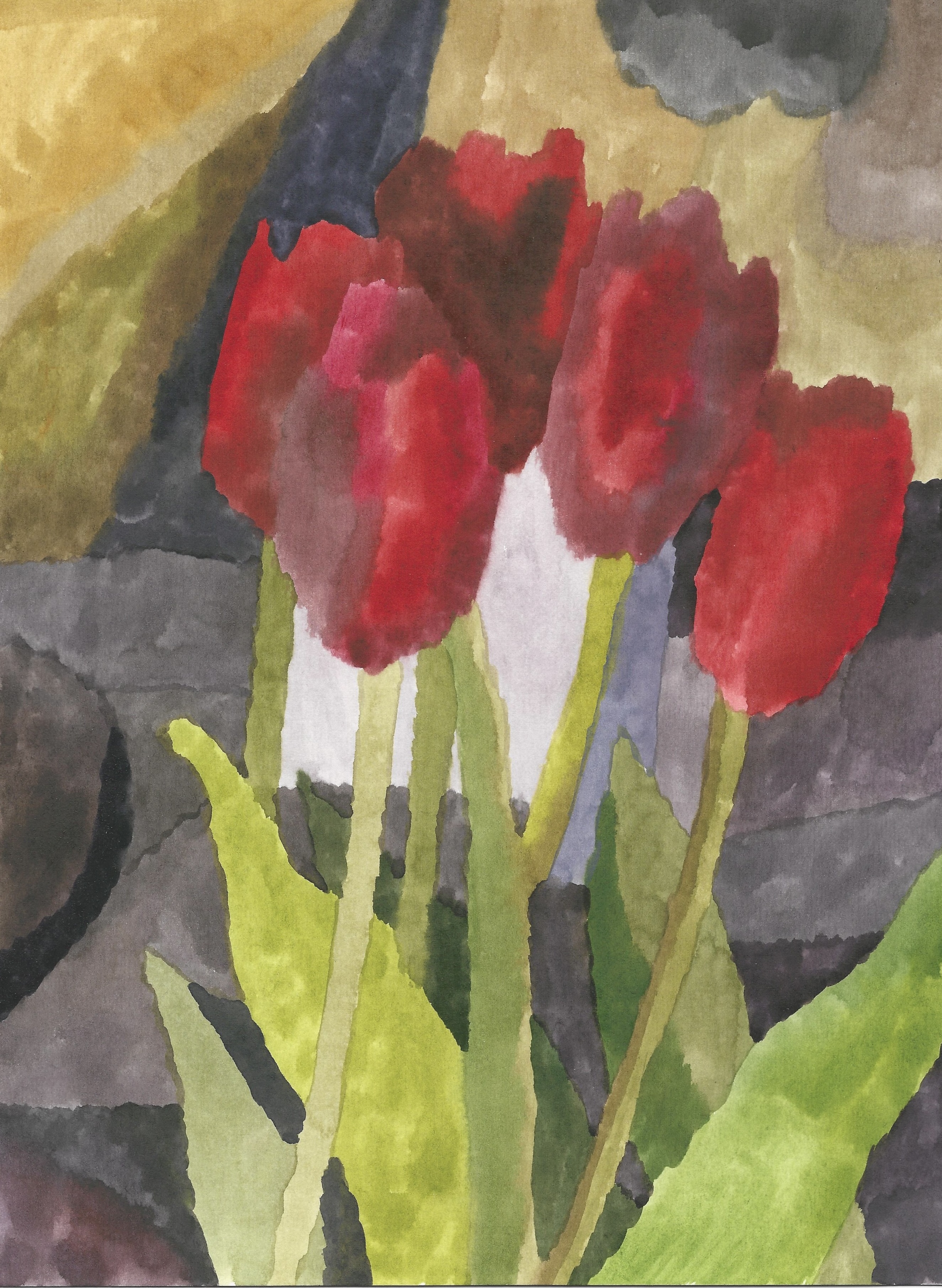 Tulips, watercolour on paper