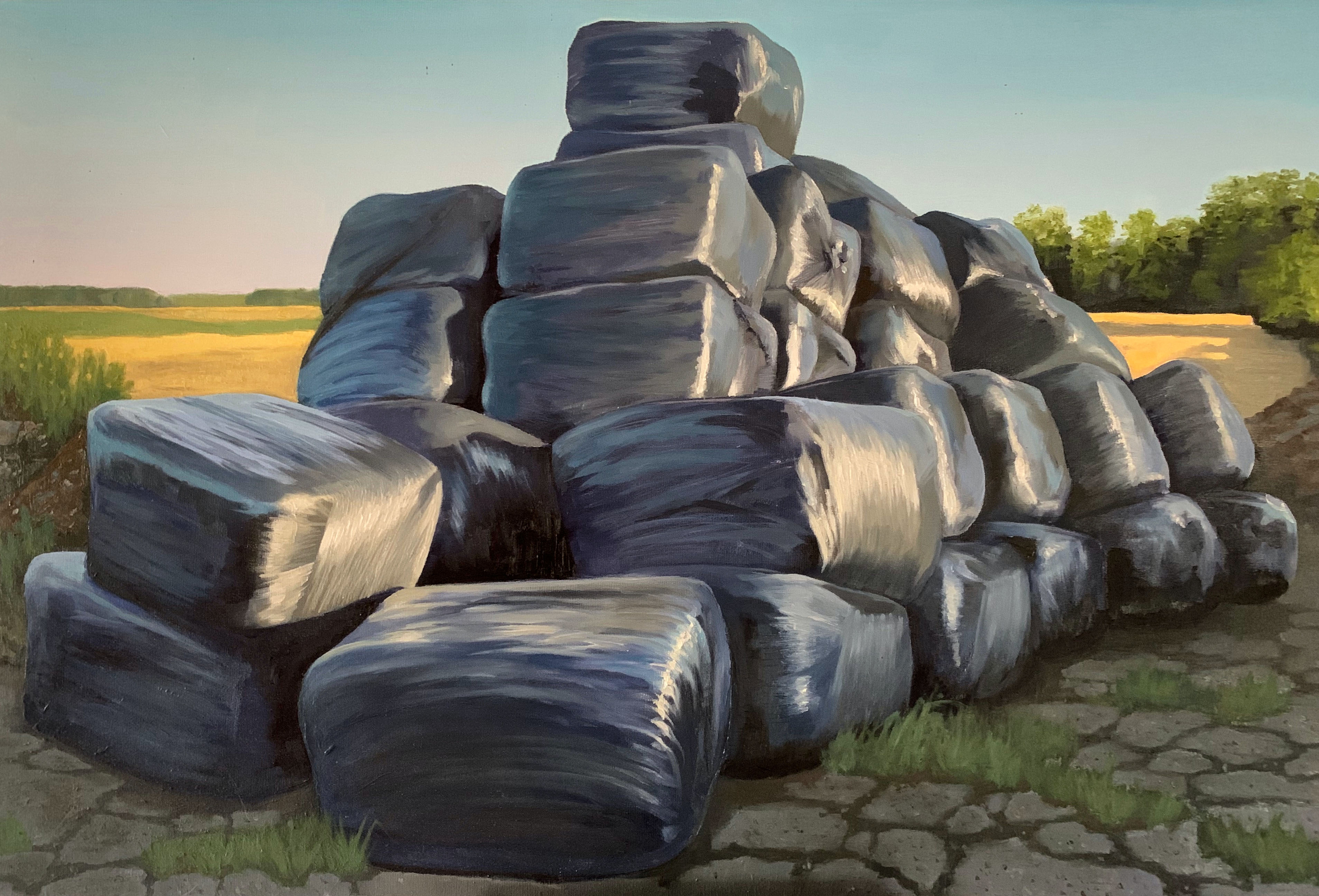 Silage Bales, oil on canvas, 50 x 71 cm