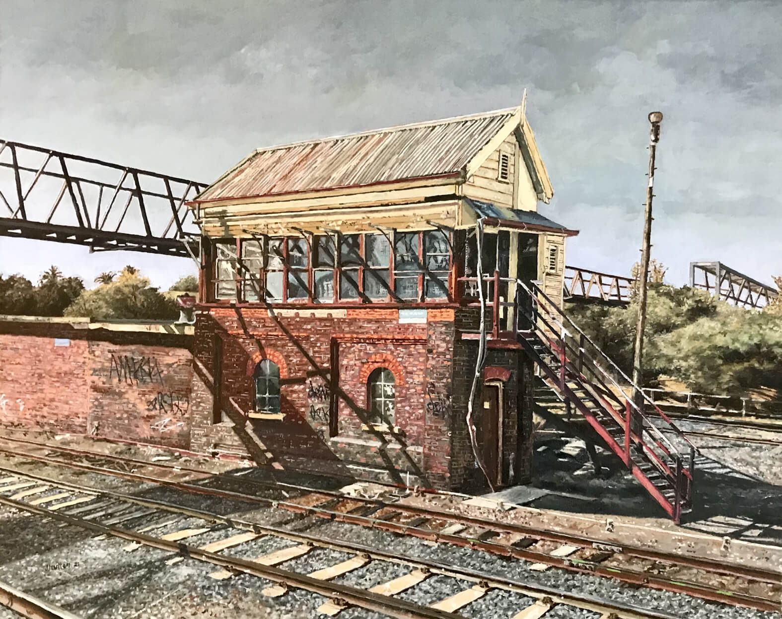 Crossing Lines — Albury, Oil on Canvas, 40 x 50 cm.