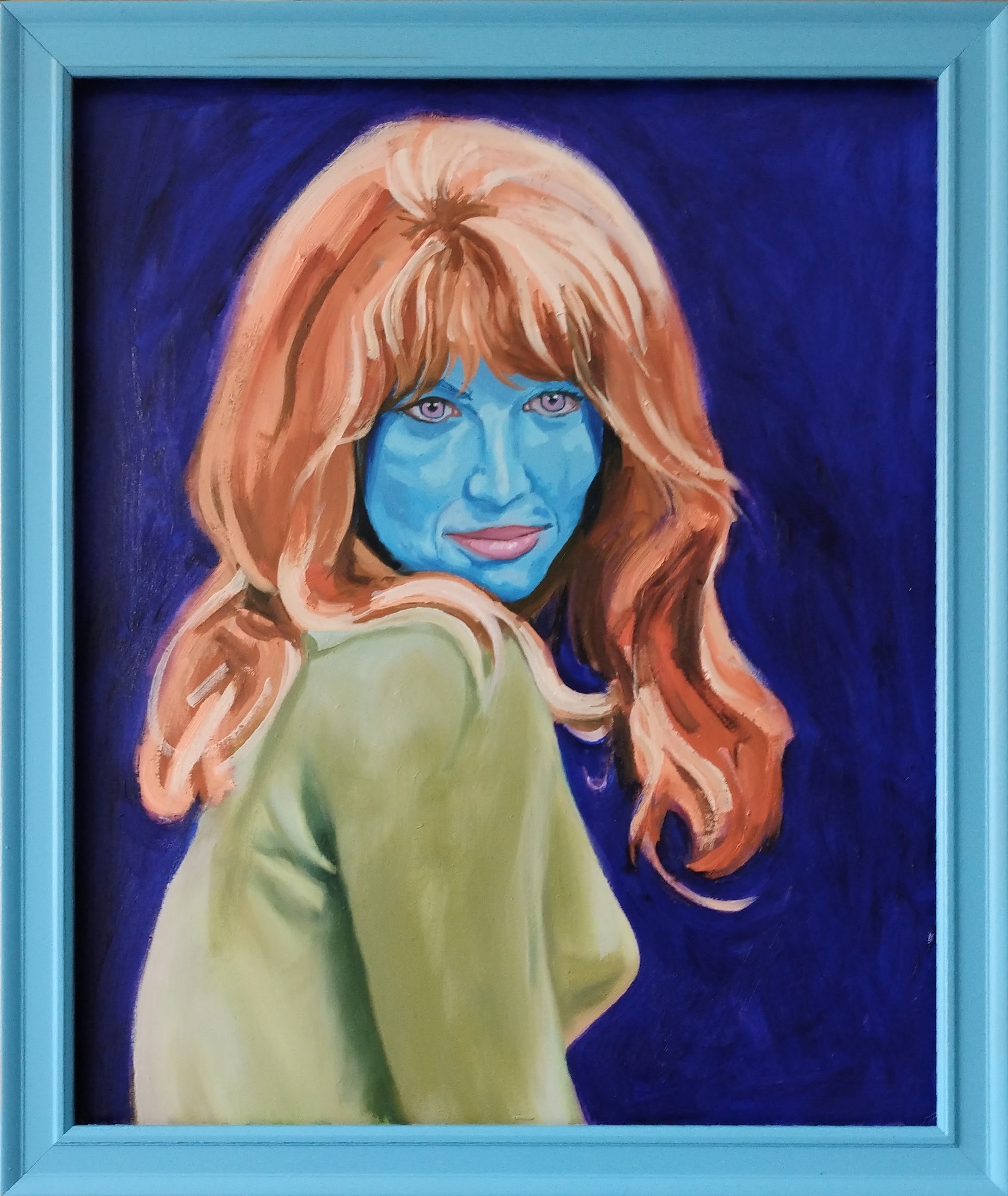 Blue Julie - 50cm x 60cm - oil on board with blue frame
