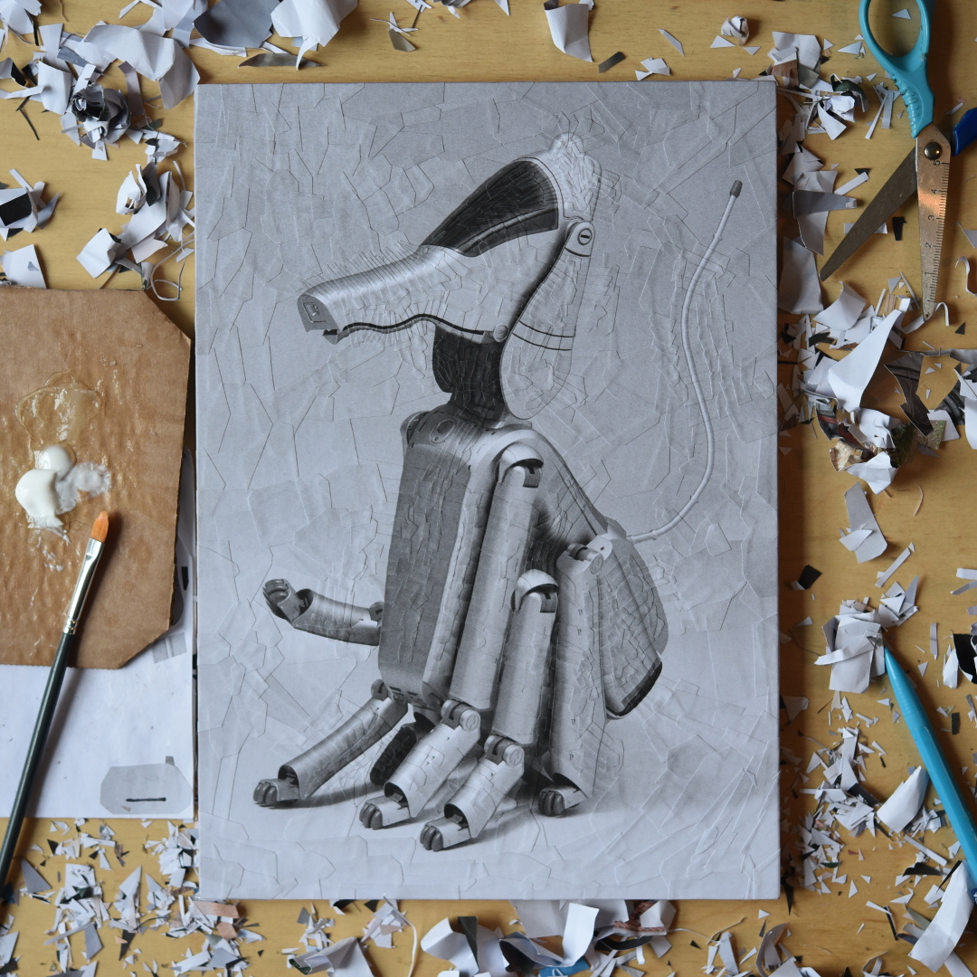 Aibo ERS-110 with modifications, 8.2 x 11.6 inches