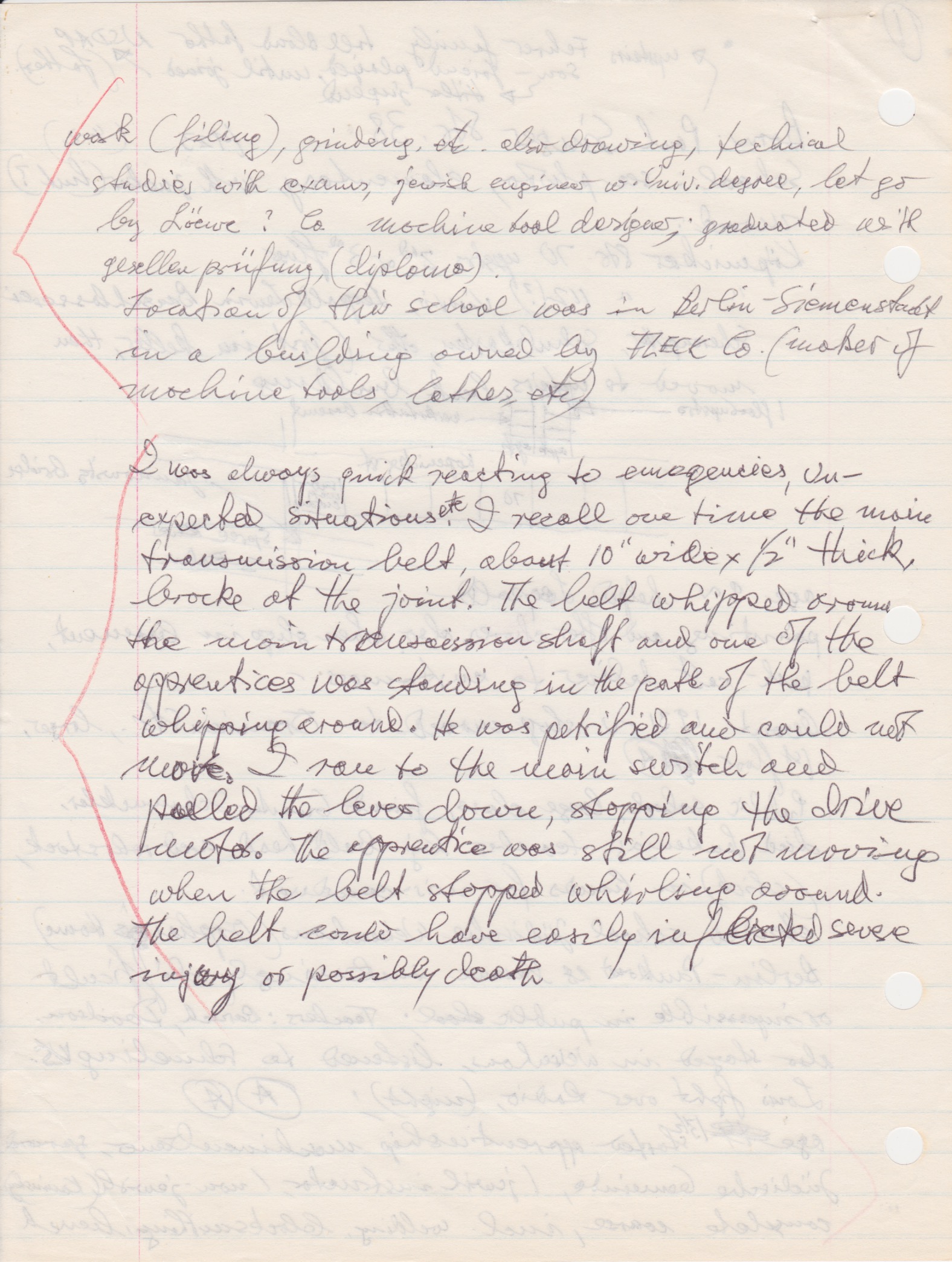 Early, handwritten notes about Bert's childhood in Berlin (2/5)