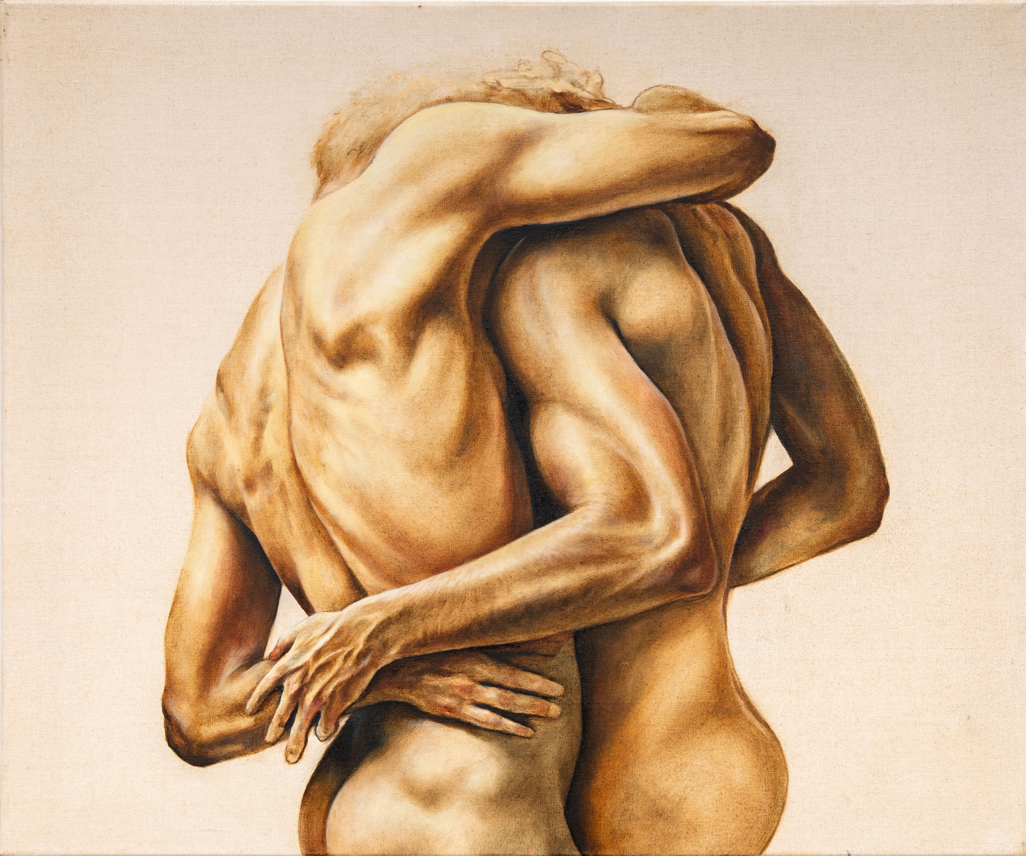 Abrazo. Óleo sobre lino. 50 x 40 cm. 2024.