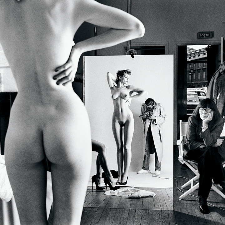 Helmut Newton, Self Portrait with Alice Spring and models (1981)