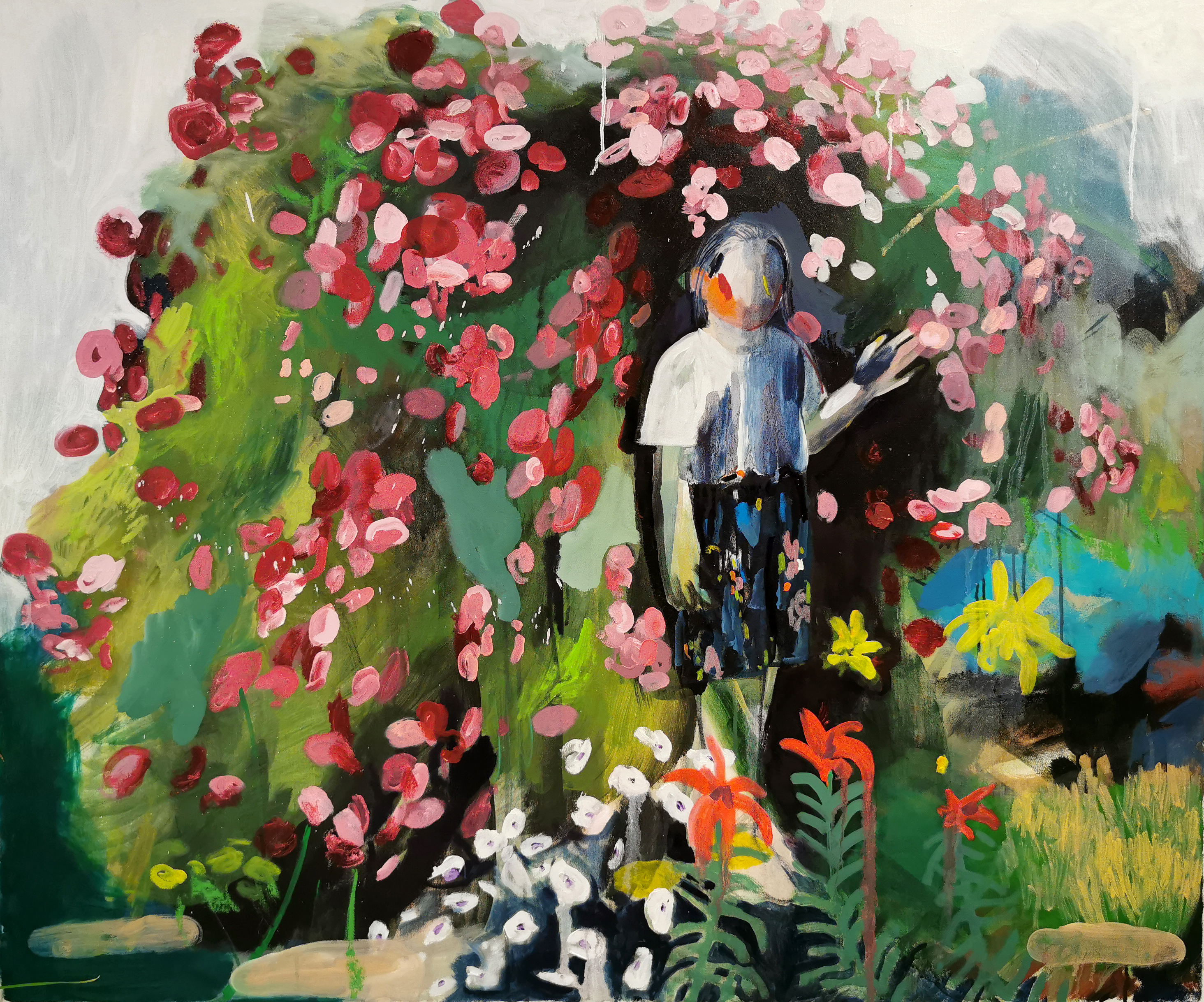 Garden, acrylic and oil on canvas, 120/100 cm