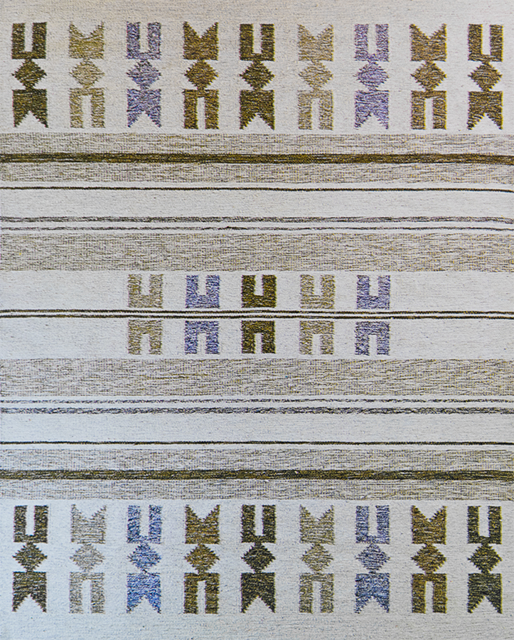 Handwoven wool rug. Serial production. 1980's
