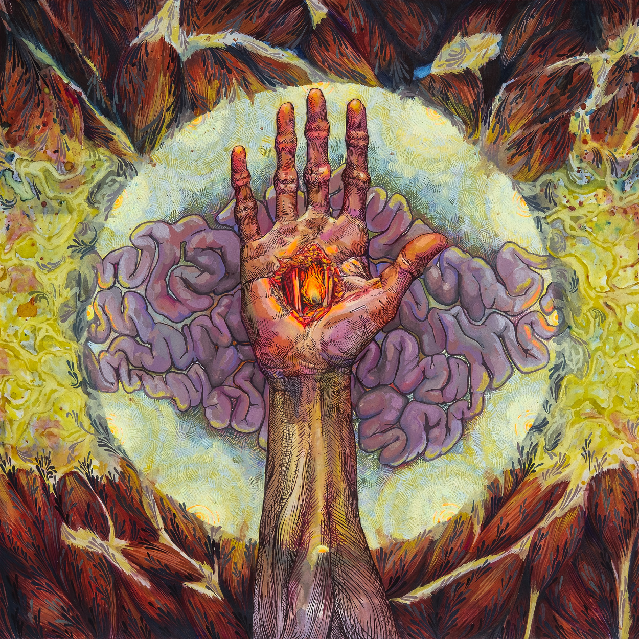 Cover art for Pyrrhon's 2020 album, Abscess Time, out on Willowtip Records