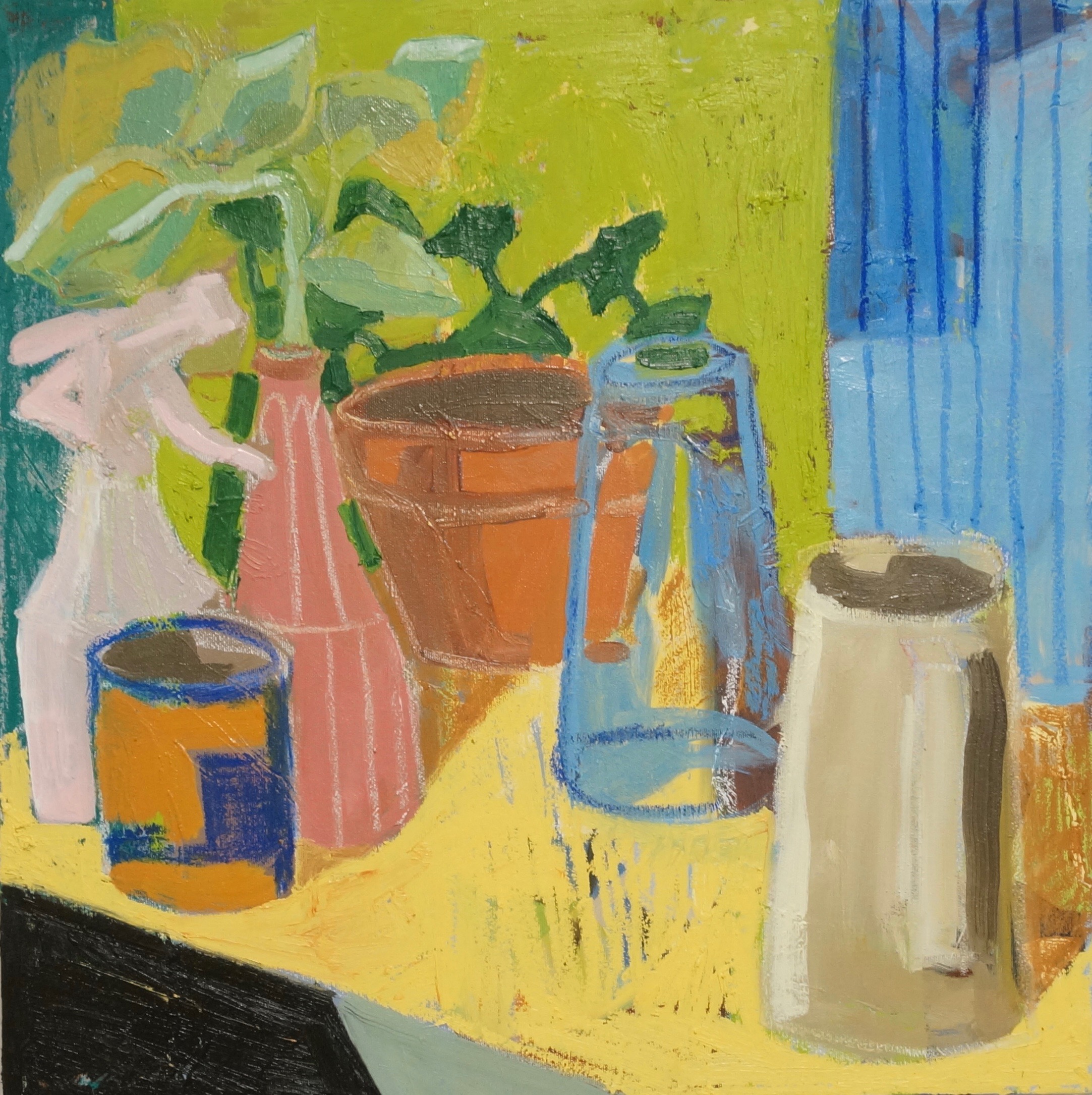 Garden Shed Still Life Oil and oil stick on canvas. 24x24. 2022