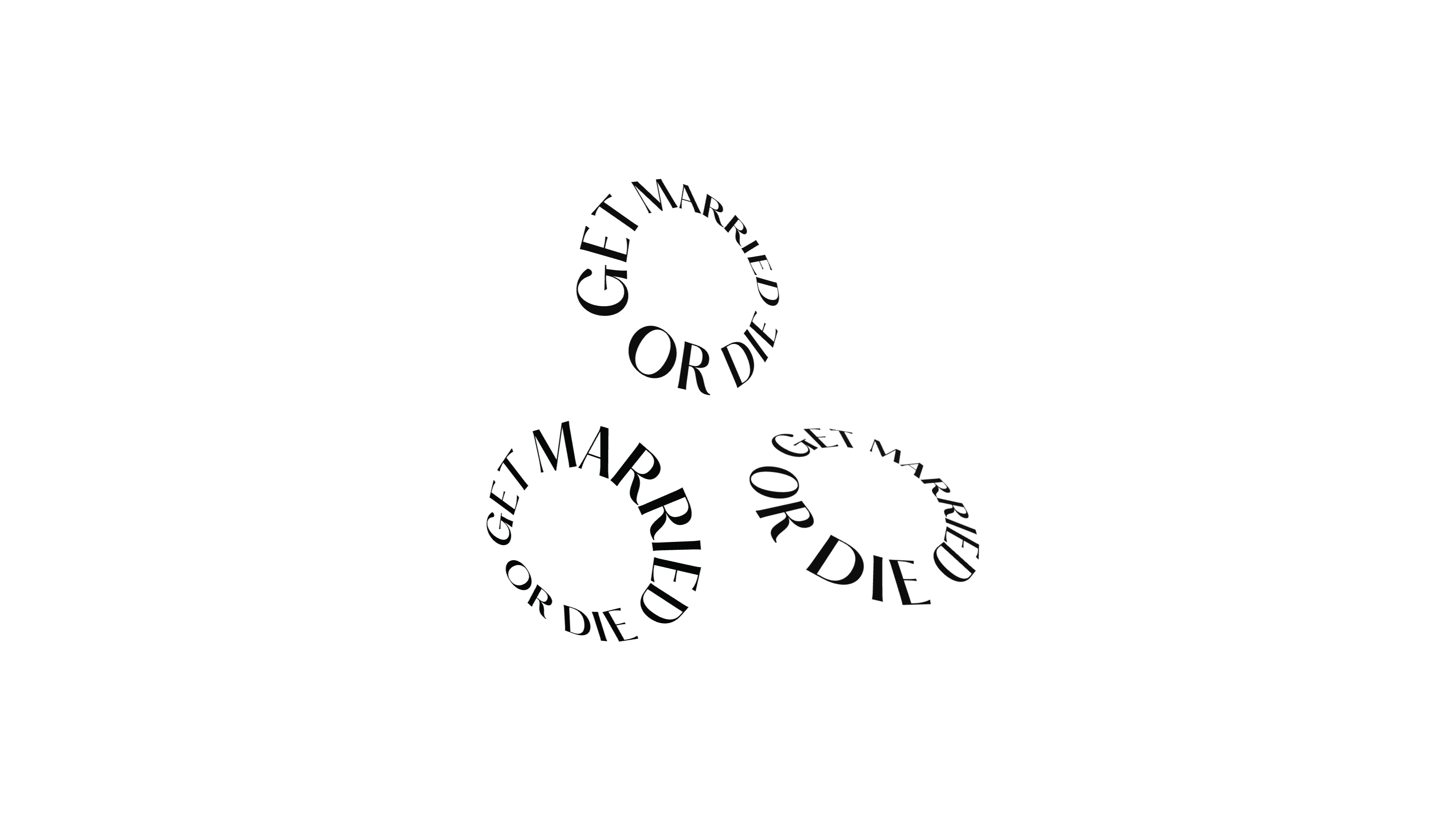 Logo for Get Married or Die by Peter Primožič, featuring circular ring-shaped typography.