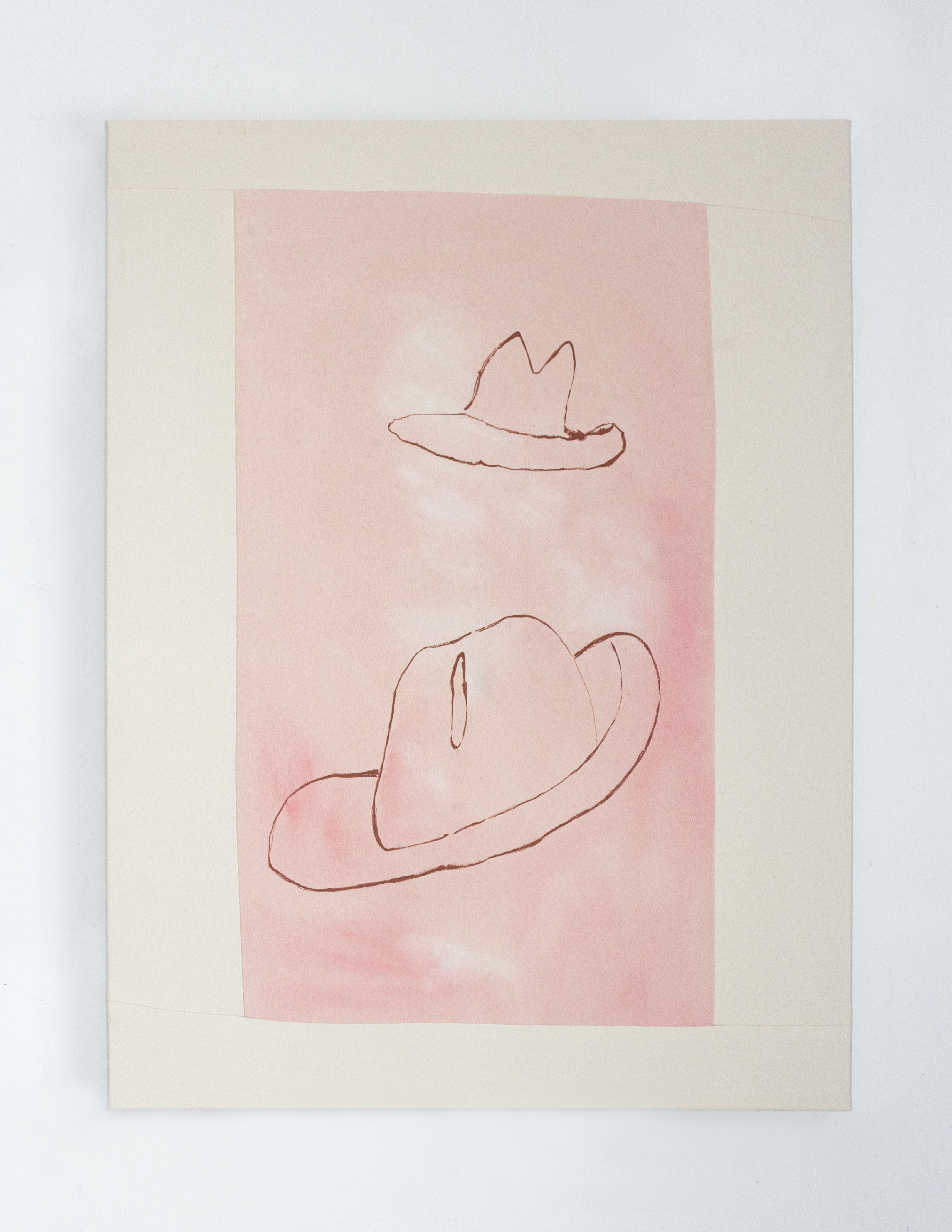 Two Cowboy Hats (2022)  Acrylic and ink on canvas100x75 cm