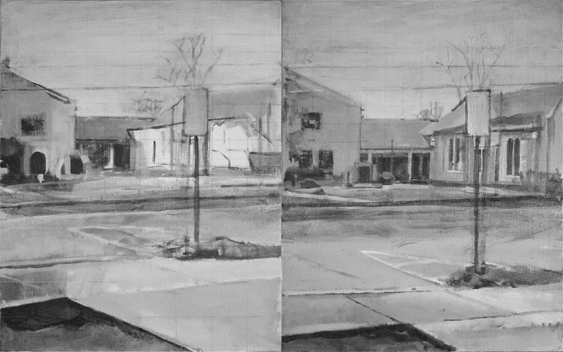 Suburban Pair   2005-06acrylic/canvas  20x32”