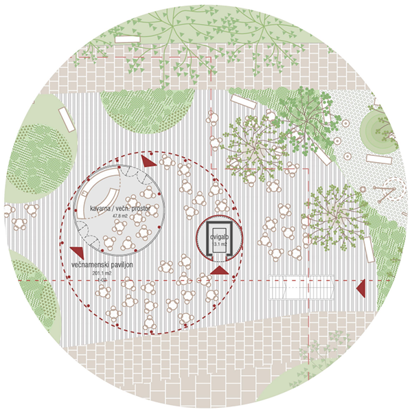 Tloris paviljona z lokalom