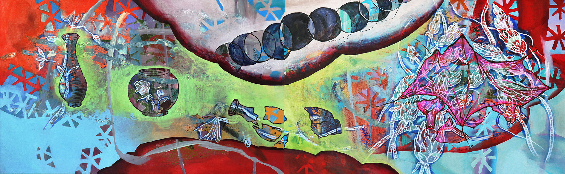  I can't take it back 주워담을 수 없어, Oil, Acylic on Linen, 80.3x260.6cm, 2025