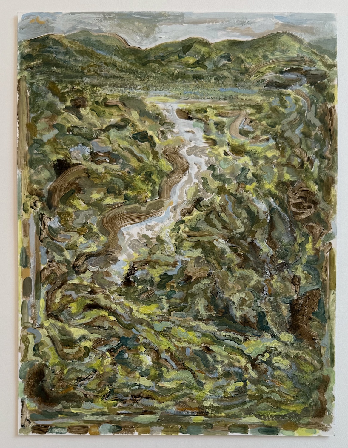 Untitled (River), 2024, Acrylic on paper, 12 x 9 in.