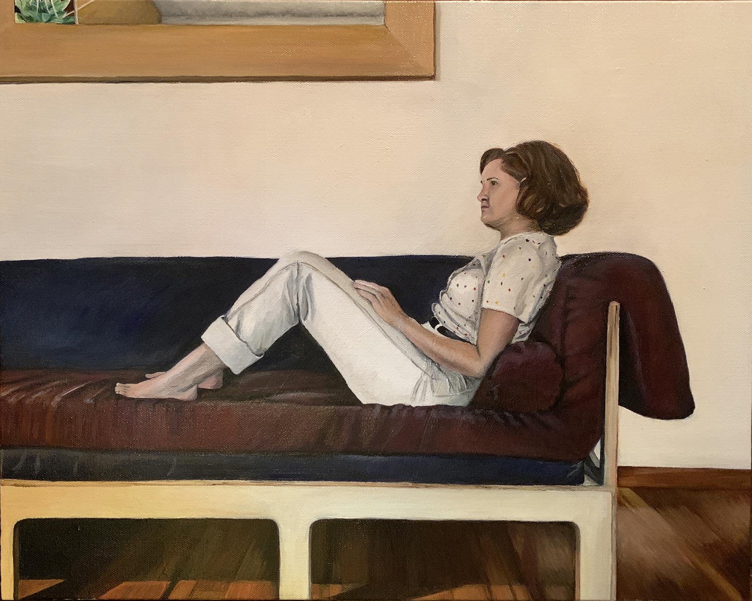 Claire & Sofa, oil on canvas, 20 x 16", 2020