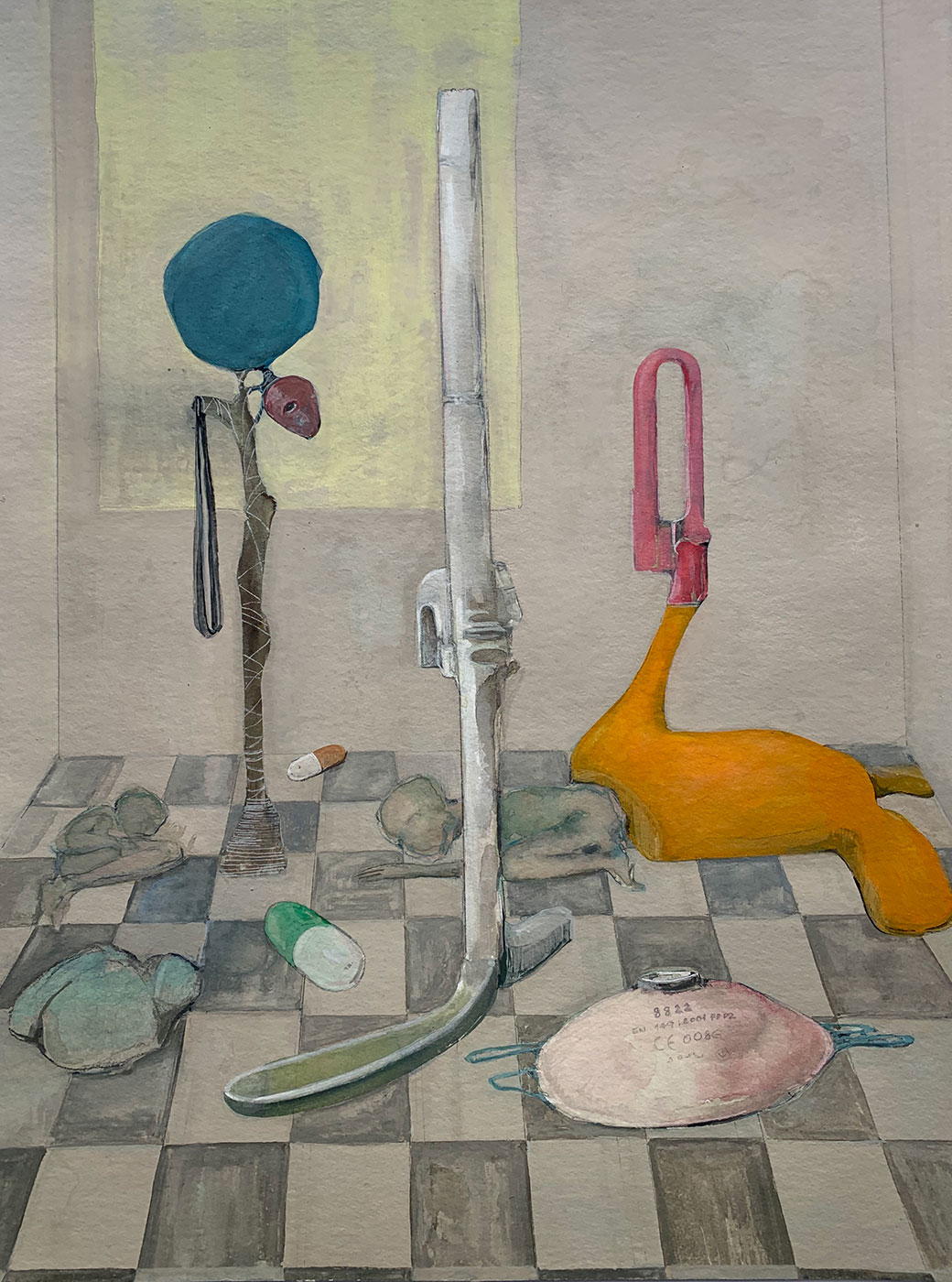 Michele Ciacciofera We are all in this together 2020 tempera sur papier carton 40x30 cm