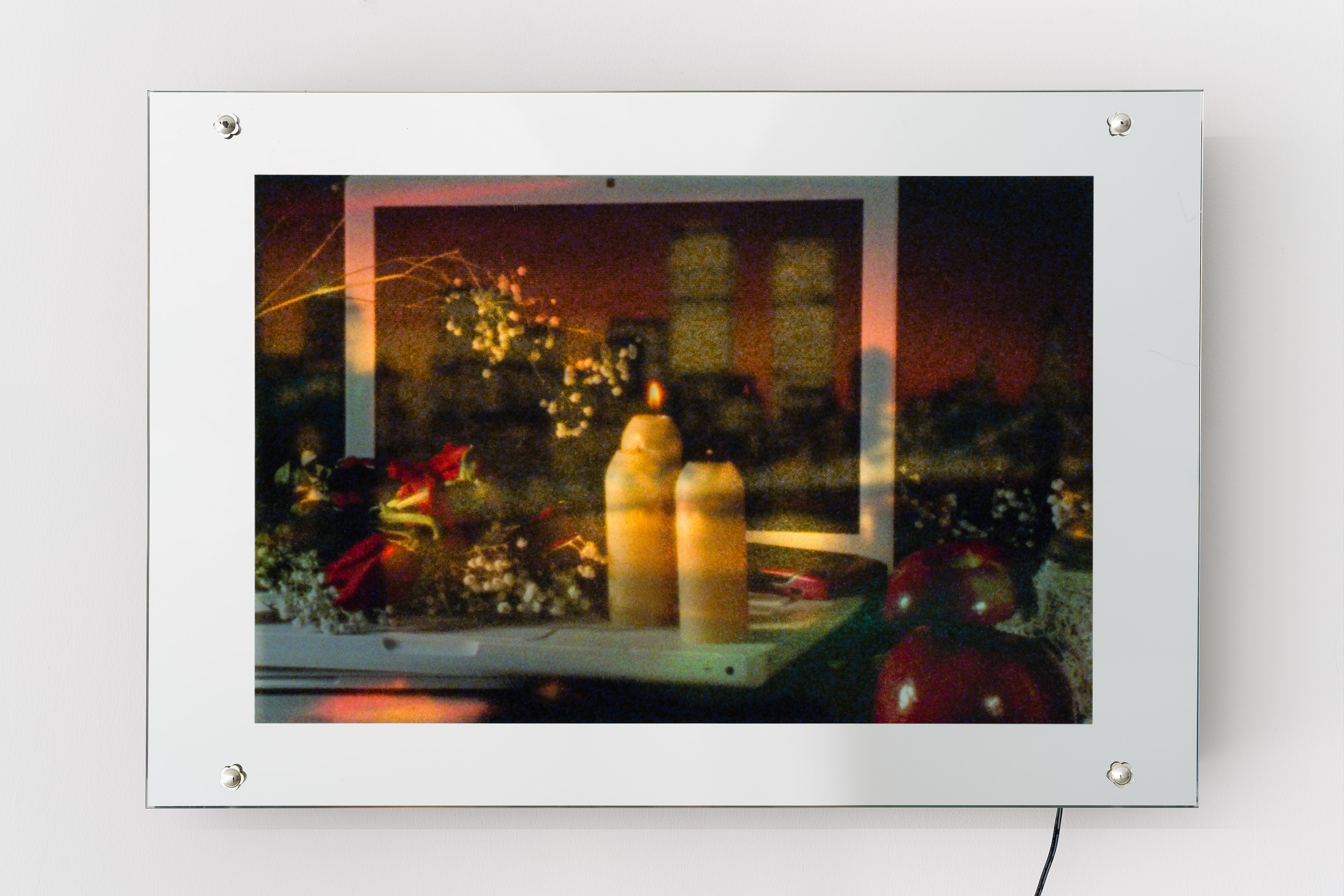 Skyline Still Life #4, 2024, found Lightbox: glass, wooden box, LED, UV print, 16 1/2 x 24 x 2 3/4 in. (41.9 x 61 x 7 cm.)