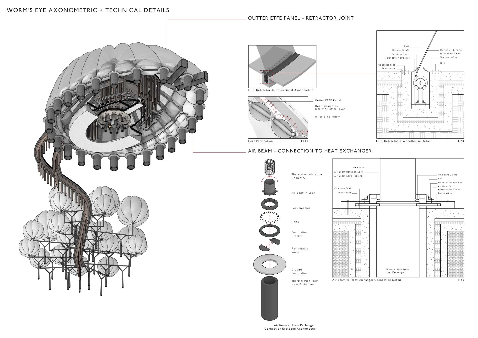Worm’s Eye Axonometric + Heat Acceleration/Accumulation Detail