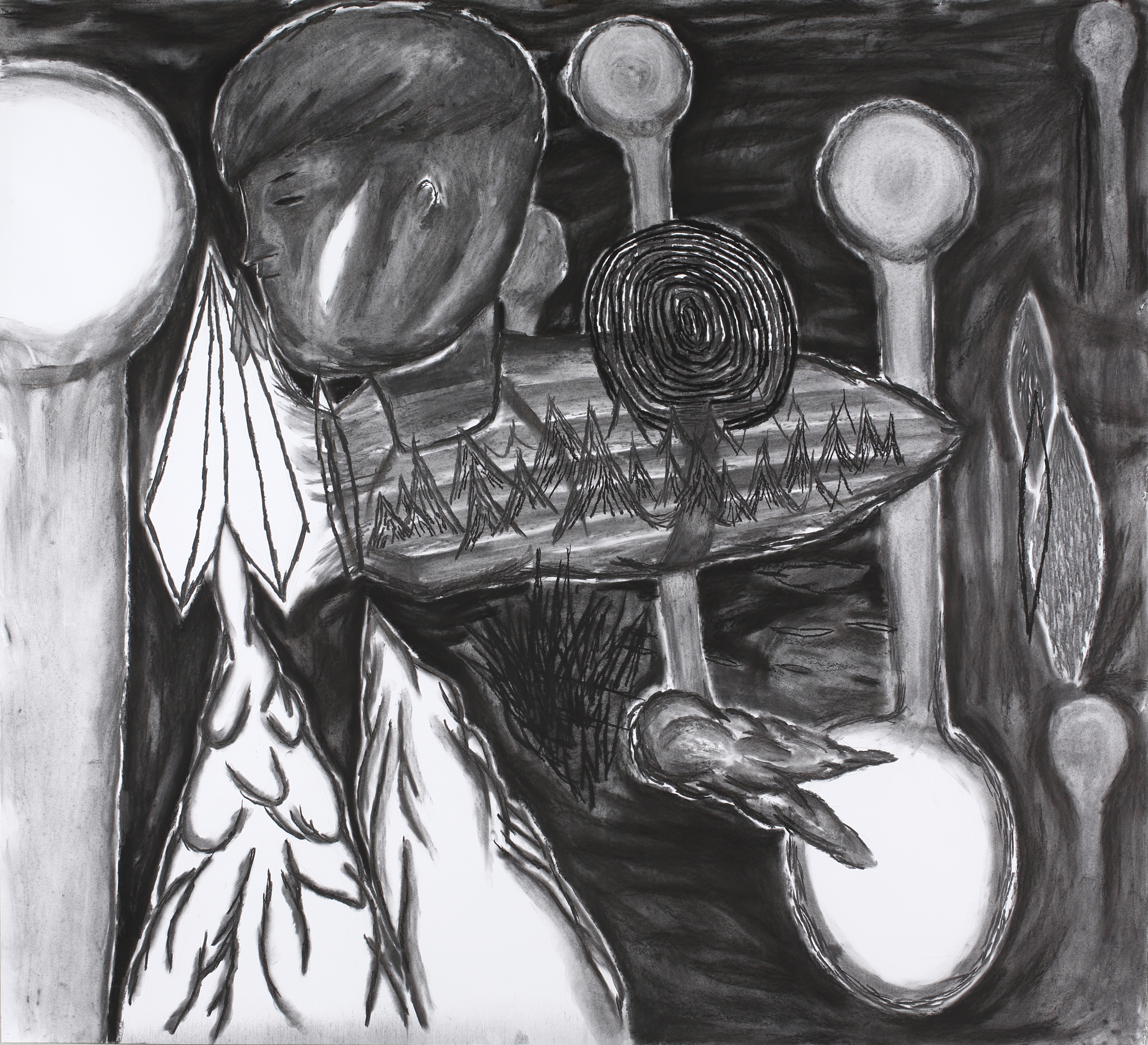 흔들리는 요람 sway cradle_charcoal on paper_150x165cm_2016