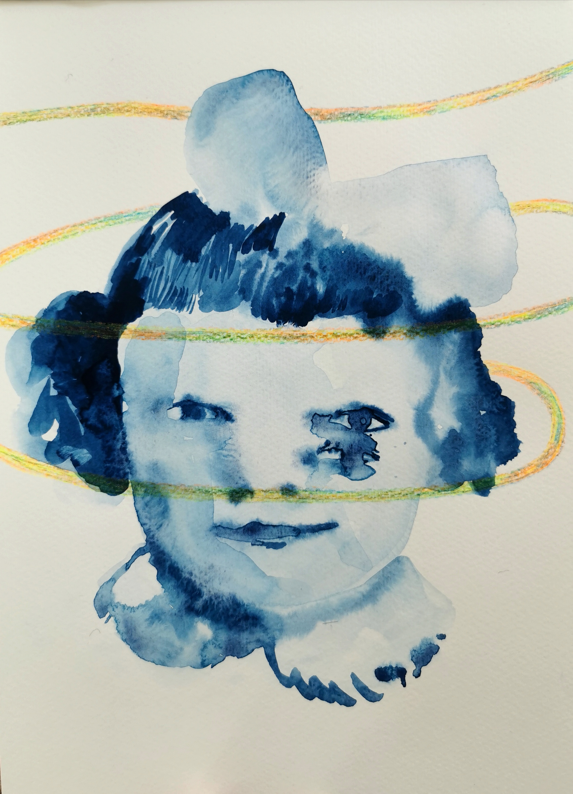 Portrait, watercolor and pencil on paper, A4, 2022