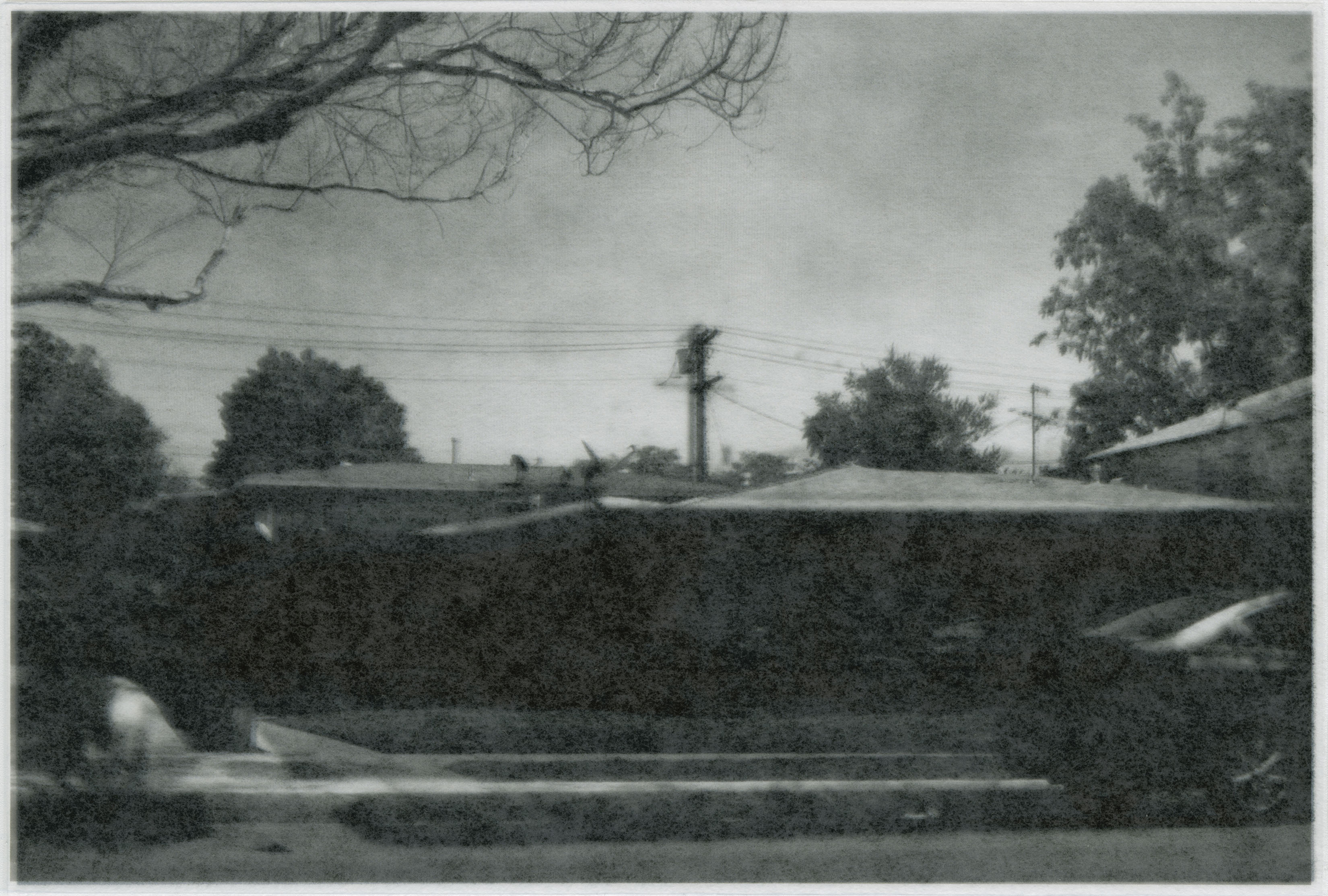 1215 Del Rey Ave. Pasadena CA, Digital, Rice Paper and Transparency Paper on Light Box, 4 x 6 in (10.16 x 15.24 cm), 2018