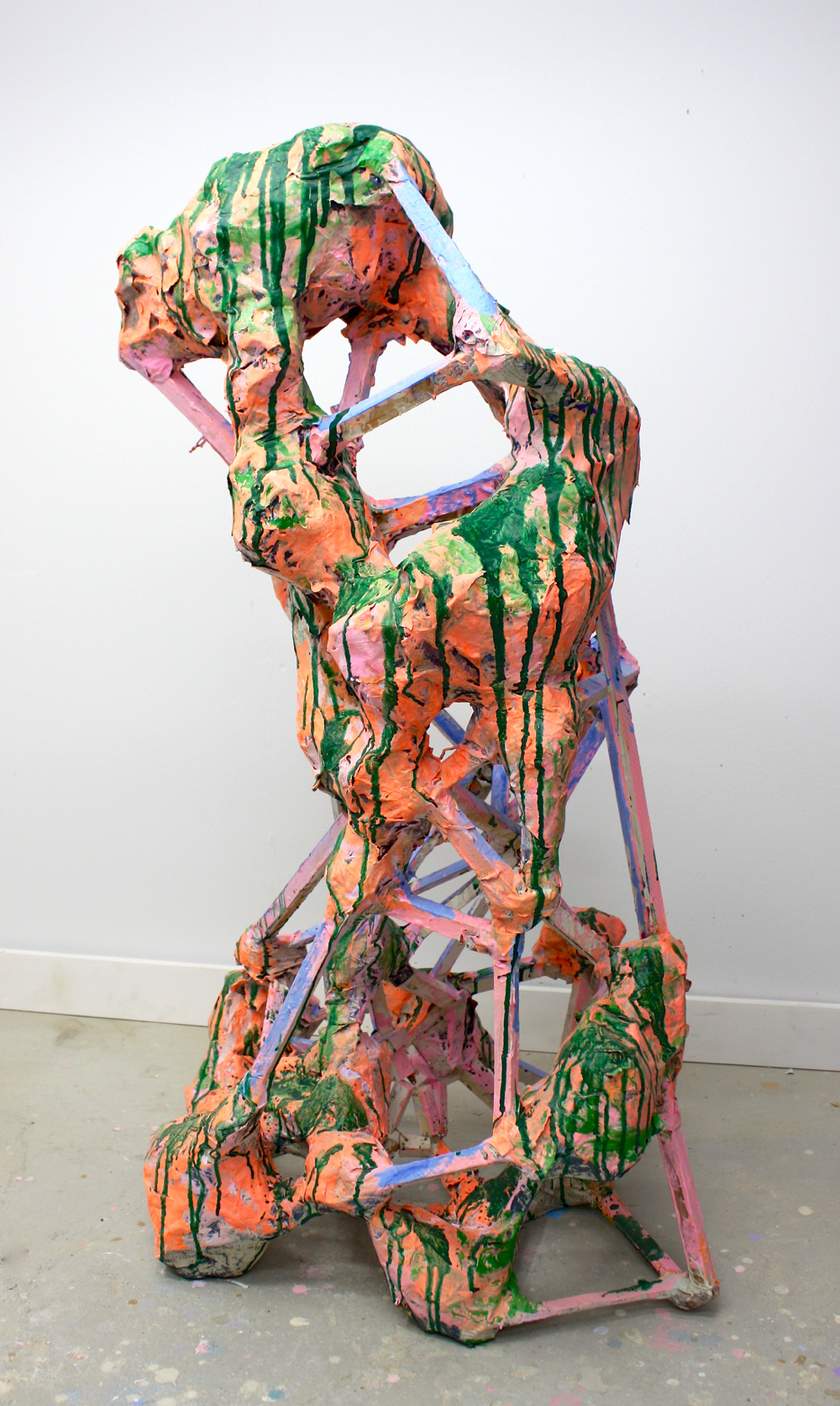 Bright Tiger, 2014 papier-mâché, wood and paint 45” x 22” x 24”