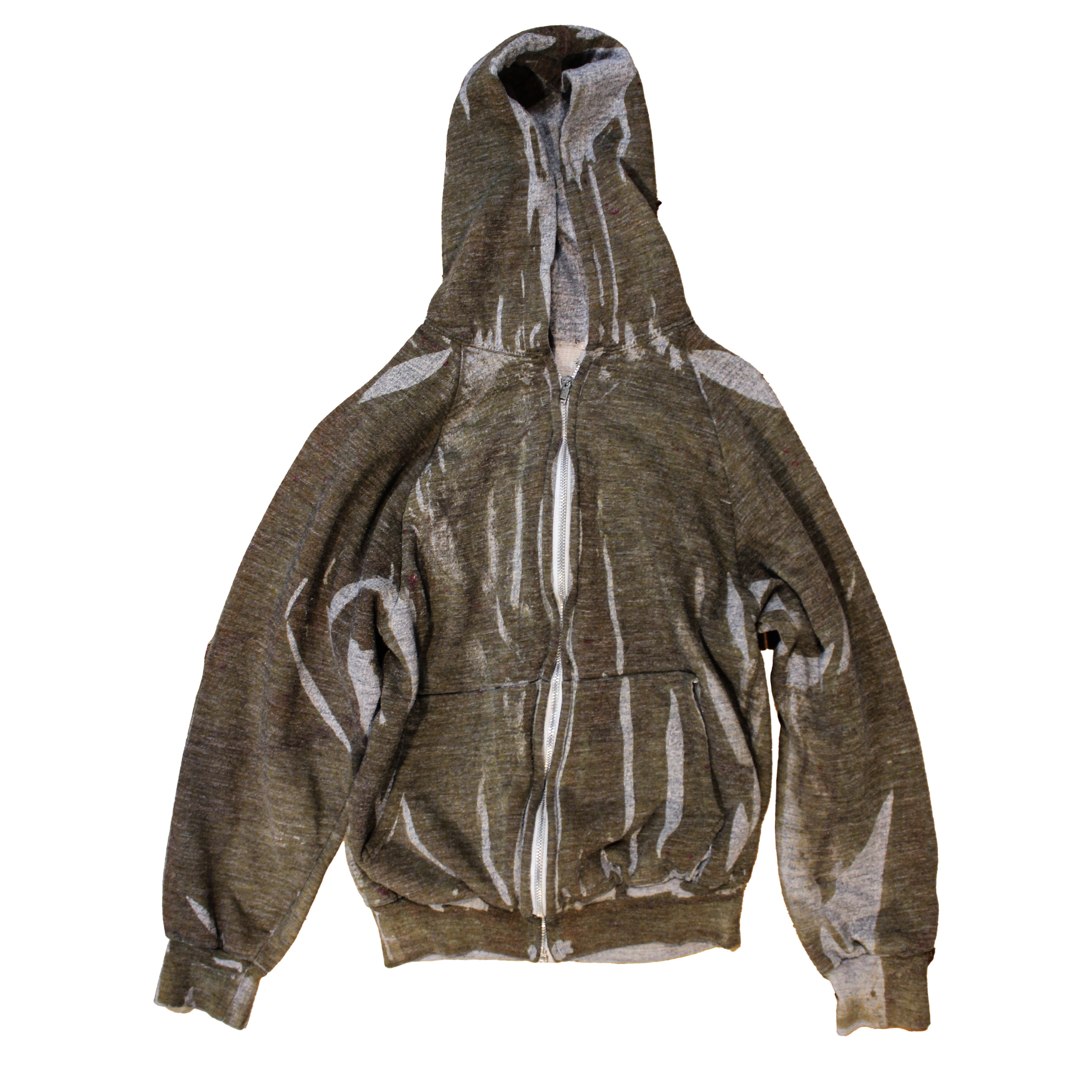 reclaimed vintage thermal lined hoodie allover printed with textile dye 