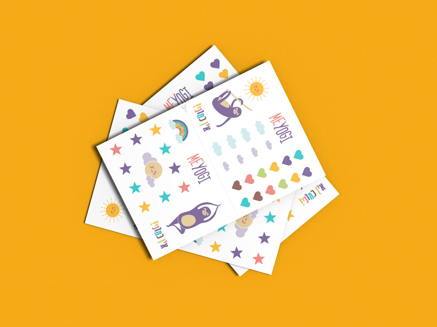 illustrated and designed branded sticker page