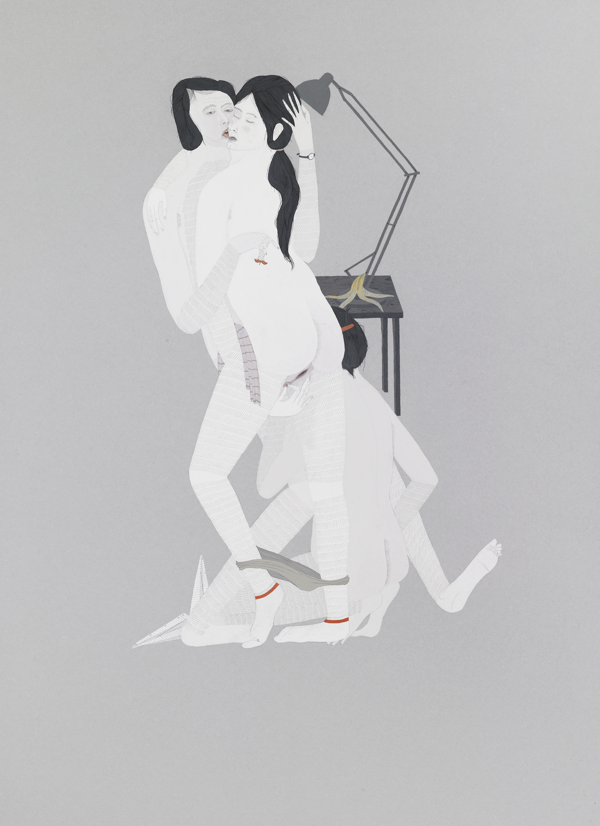 Three Figures and Lamp