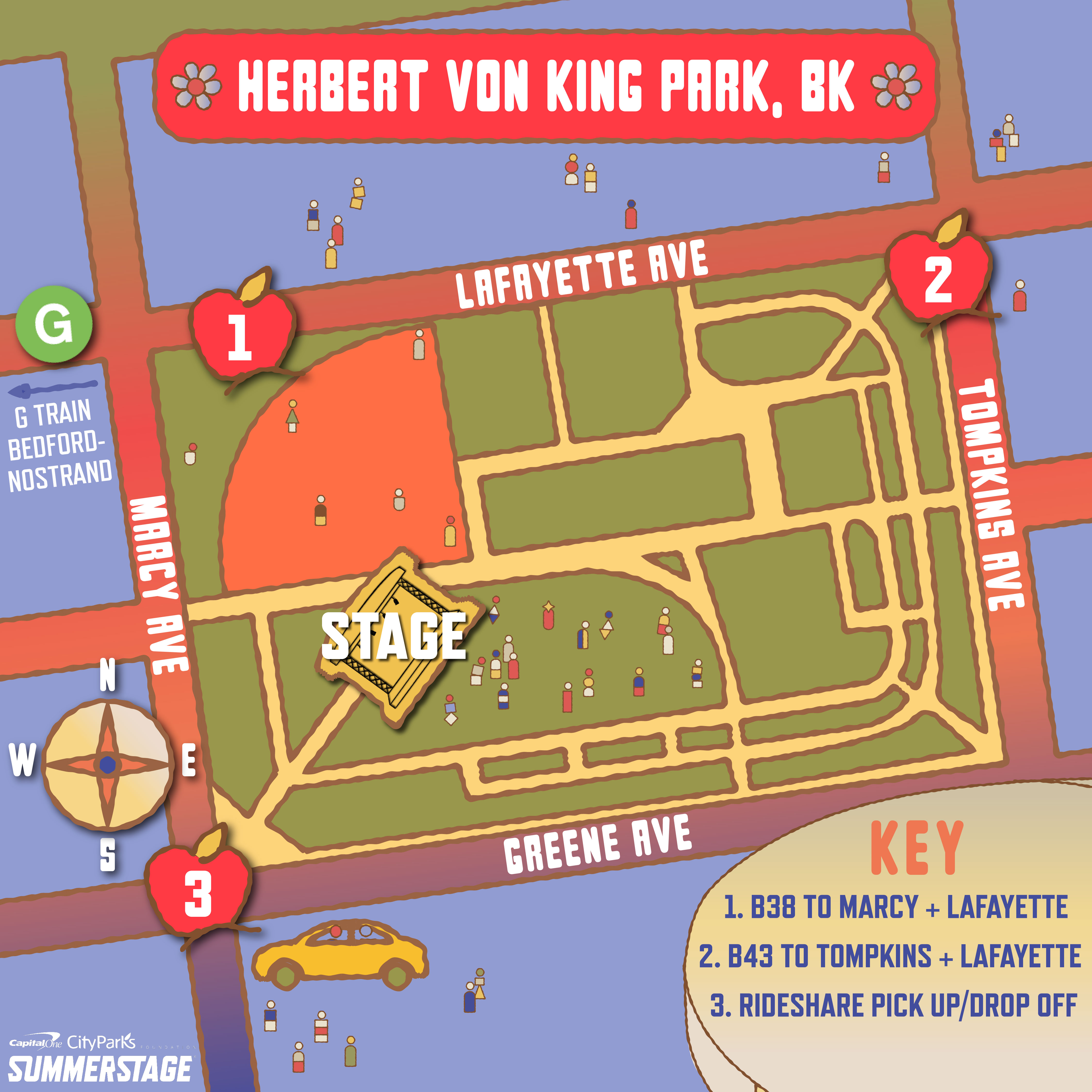 Square and 1920x1080 NYC park maps made using elements from the season artwork: Von King Park, BK