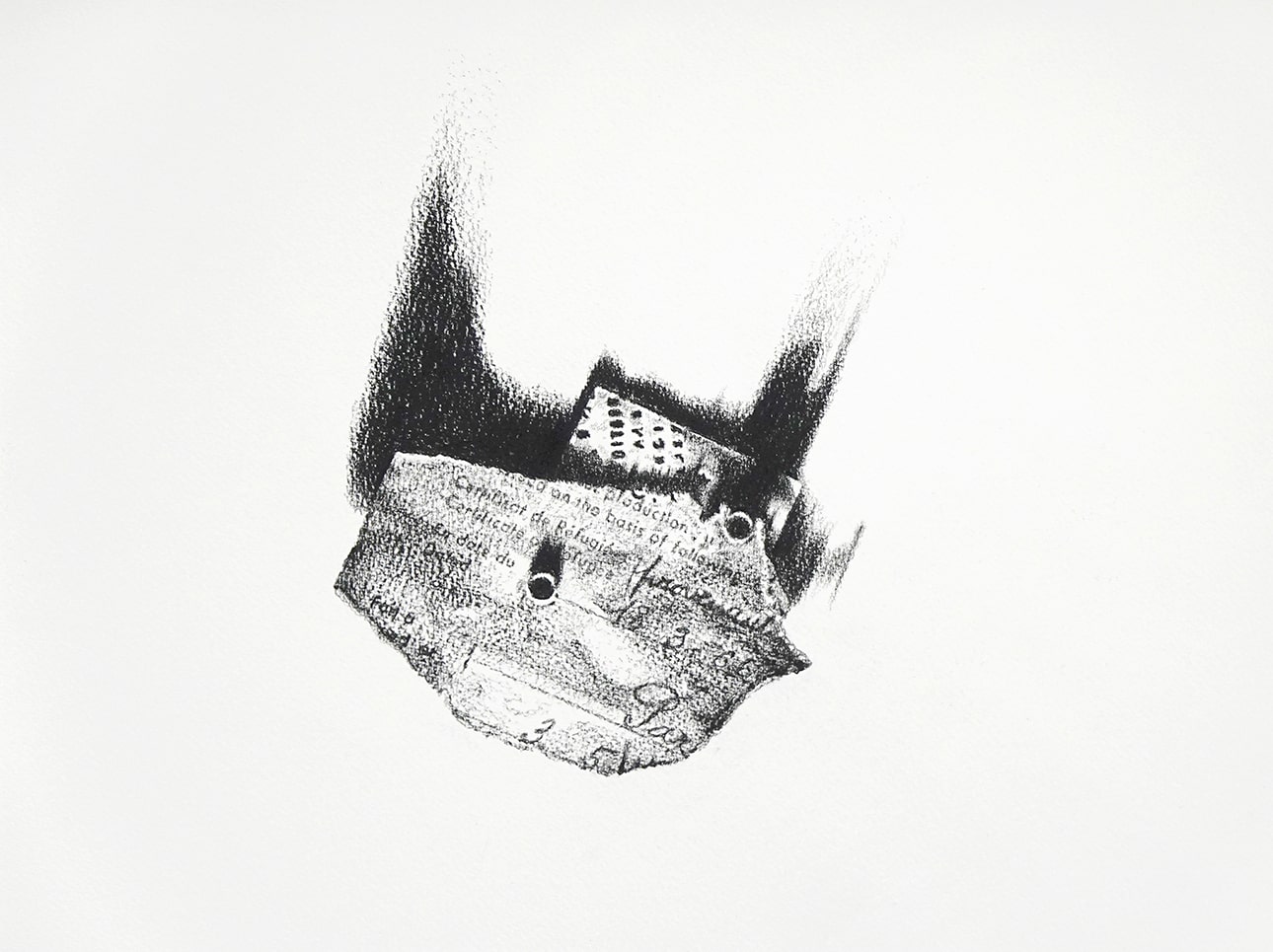 Jérémie Setton Sans titre, 2025 De la série Les lumières rasantes Pierre noire sur papier torchon Env. 60 x 45 cm Courtesy de l’artiste