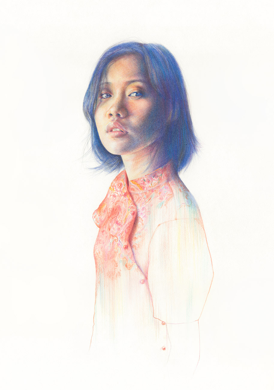Quỳnh, 2018Colored pencil on paper