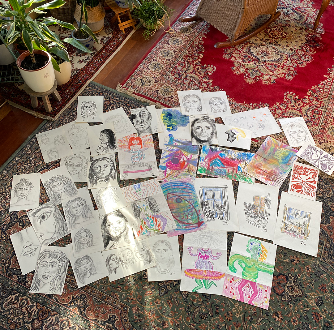 Creative retreat drawings 2022, with Sarah Zwerus, Fay Zeilstra and Mees Groenendijk.